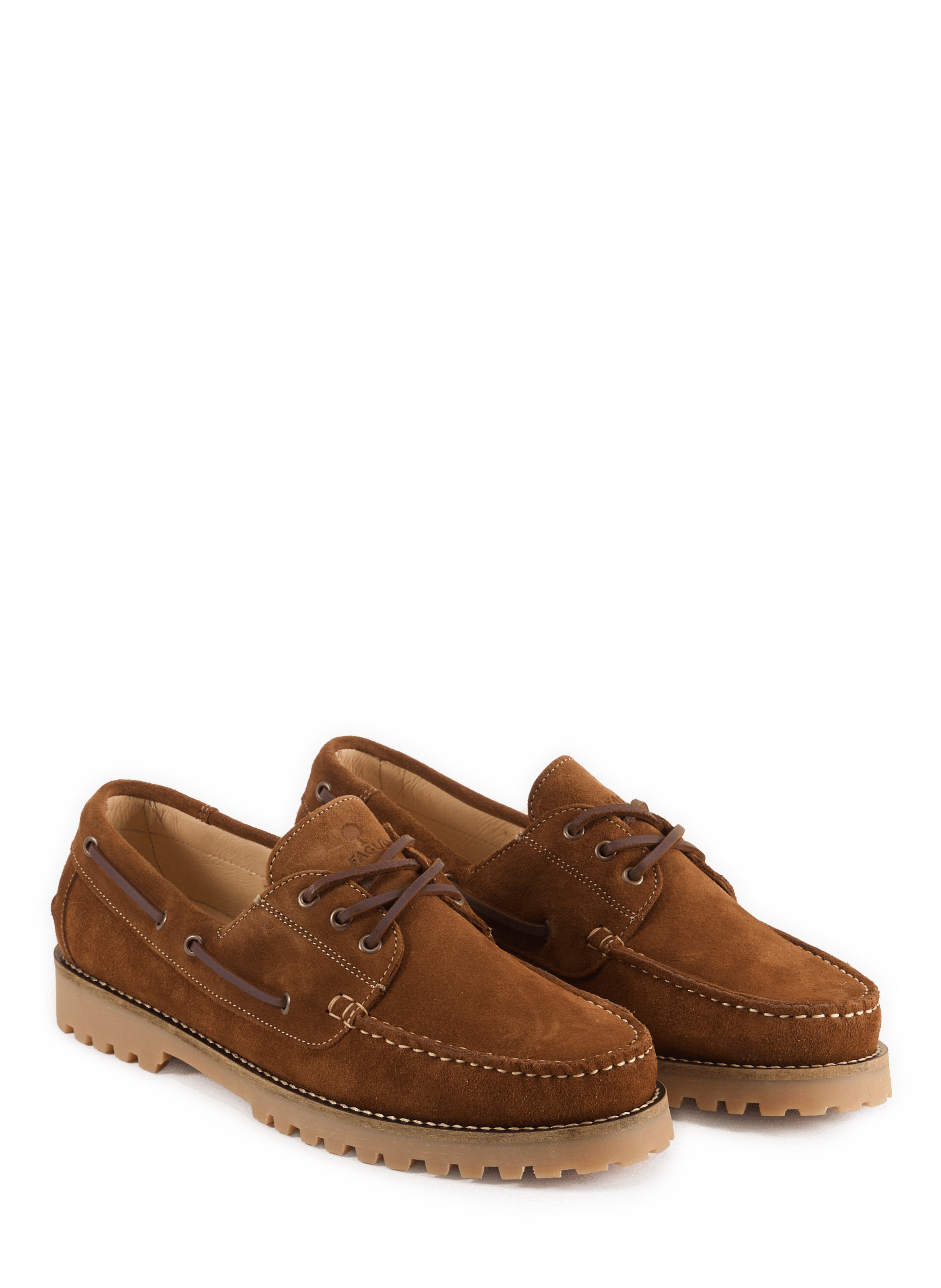 Larch lace-up boat shoes in suede leather FAGUO Brown
