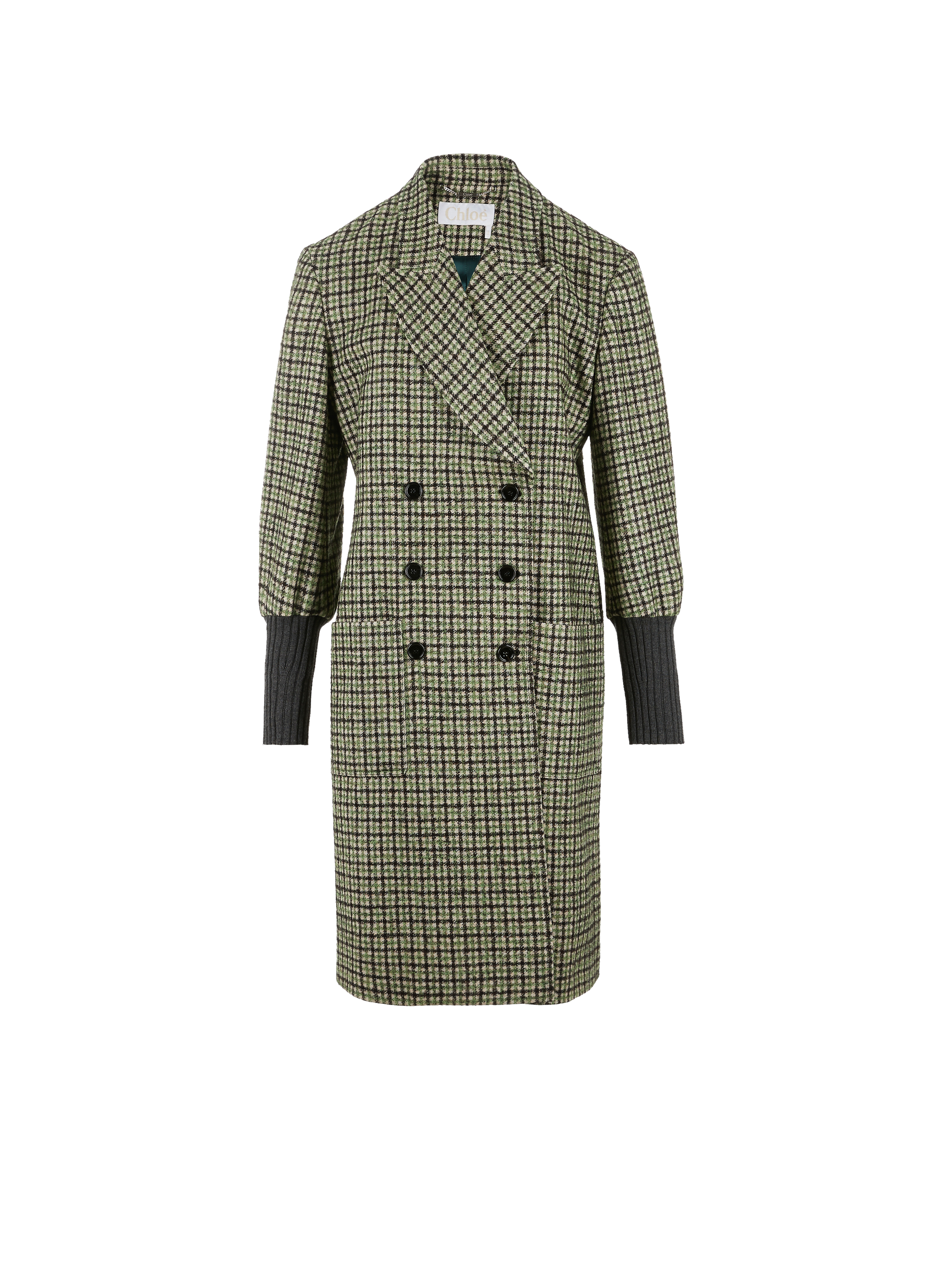 Manteau droit en laine et soie