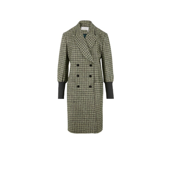 Manteau droit en laine et soie