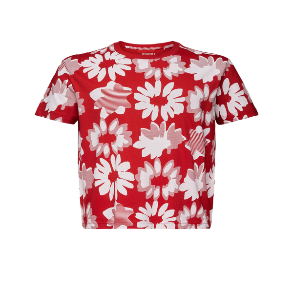 Esprit Printed Cotton T-shirt In Red