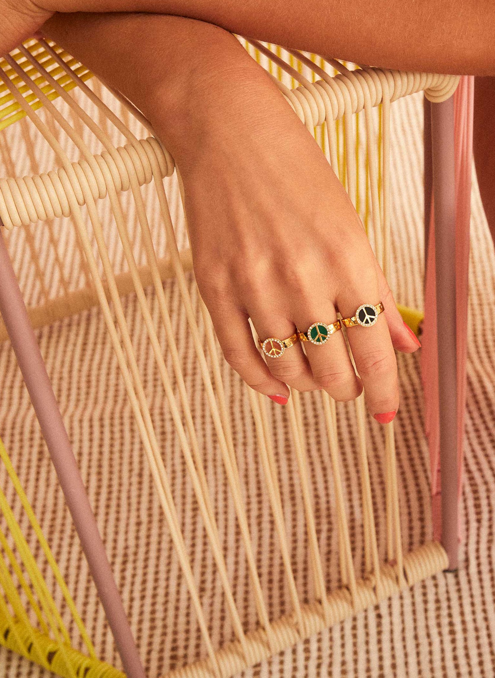 Bague avec cabochon en émail et corps en laiton doré fyesta HIPANEMA Vert