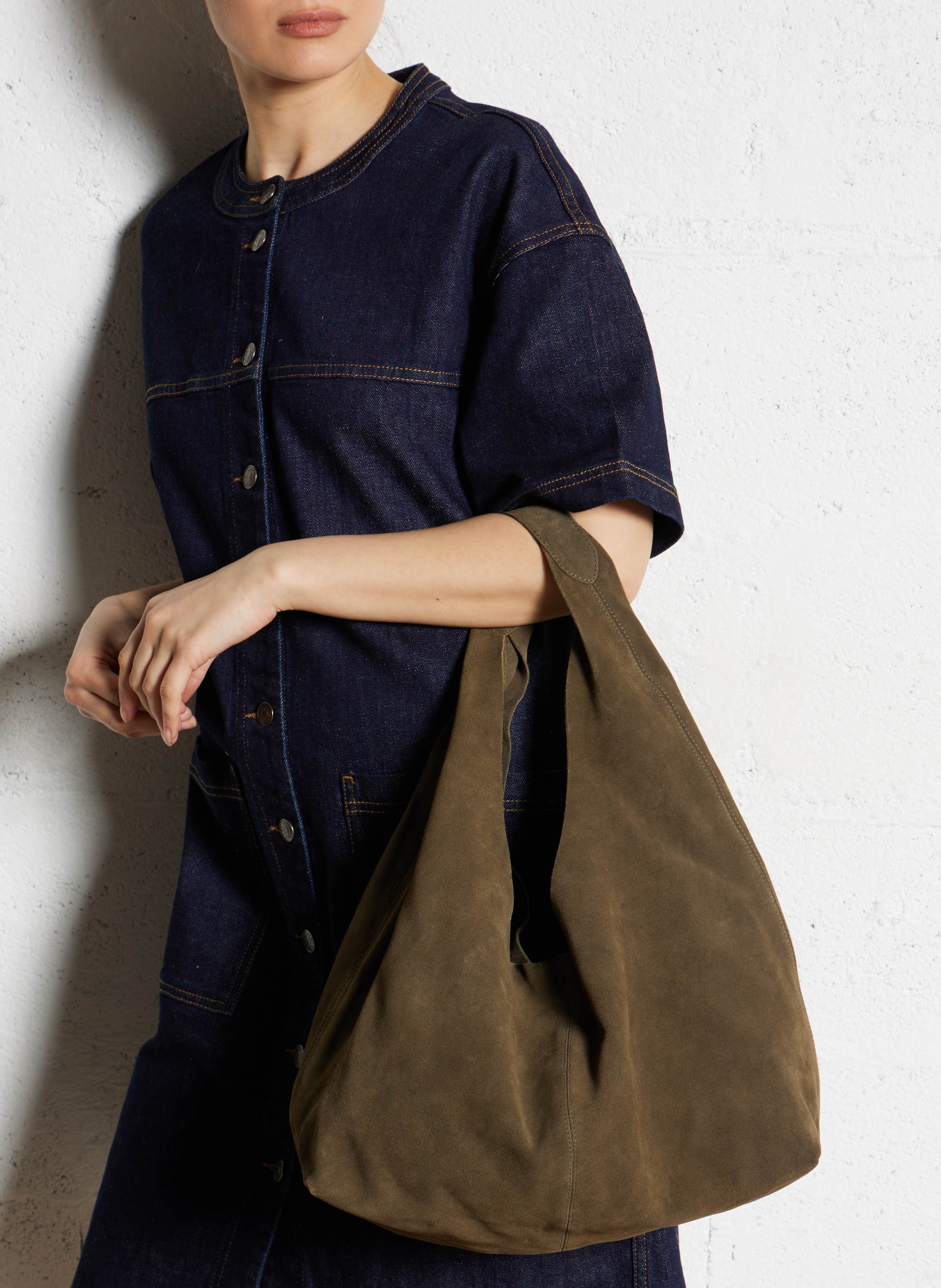 Sac à main en cuir IKKS Kaki
