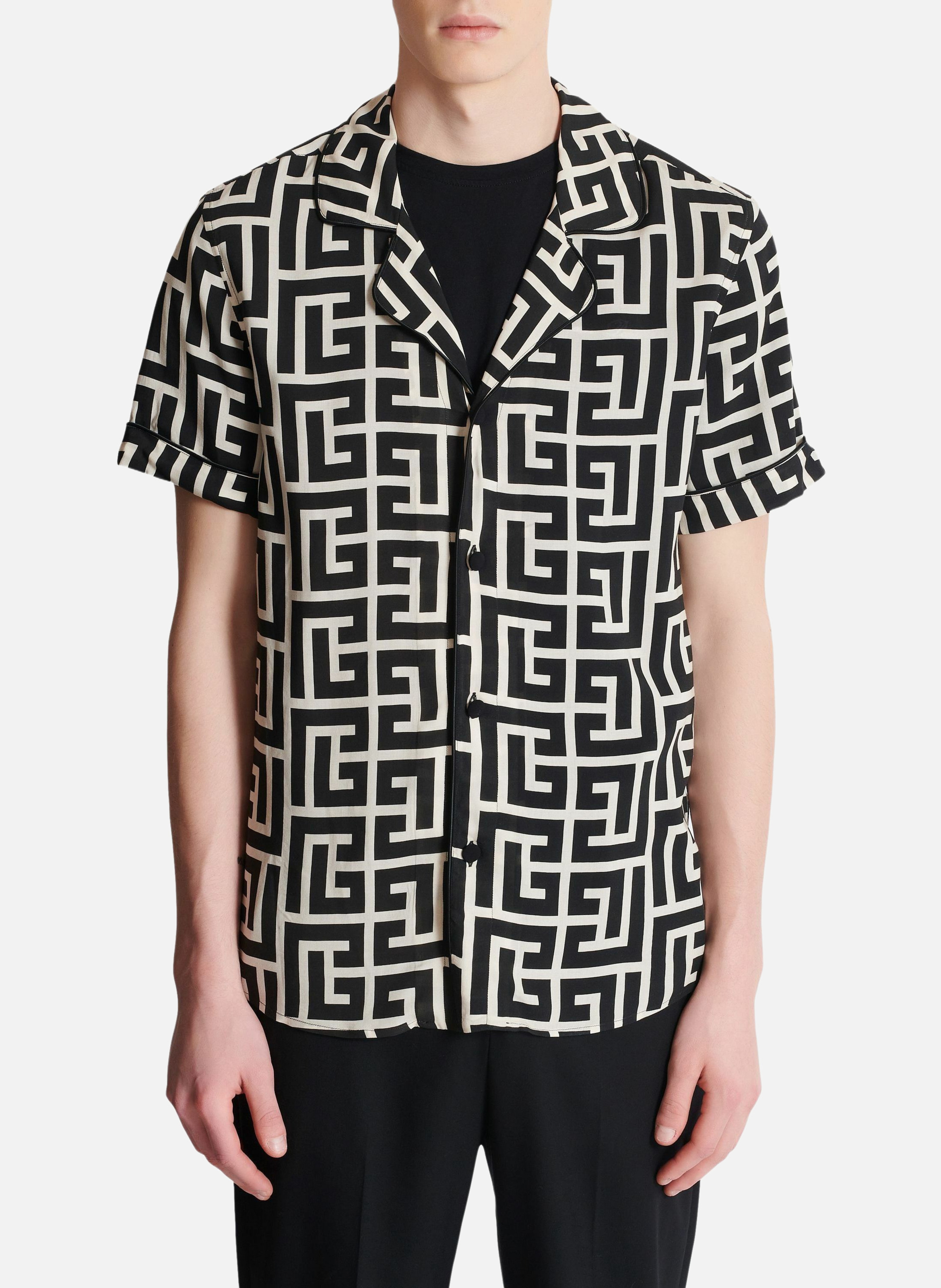 Chemise pyjama imprimée monogrammée BALMAIN Noir