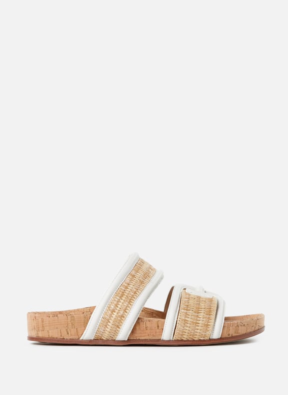 Leather and raffia mules Beige by SAM EDELMAN SAM EDELMAN Leather and raffia mules Beige