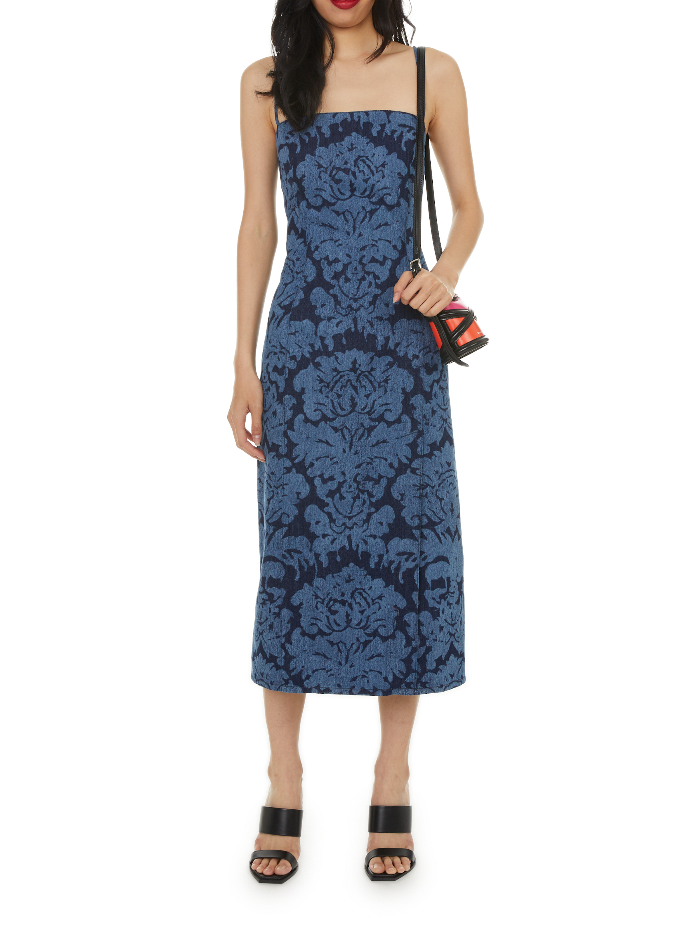 ALEXANDER MCQUEEN Robe crayon midi en denim Bleu