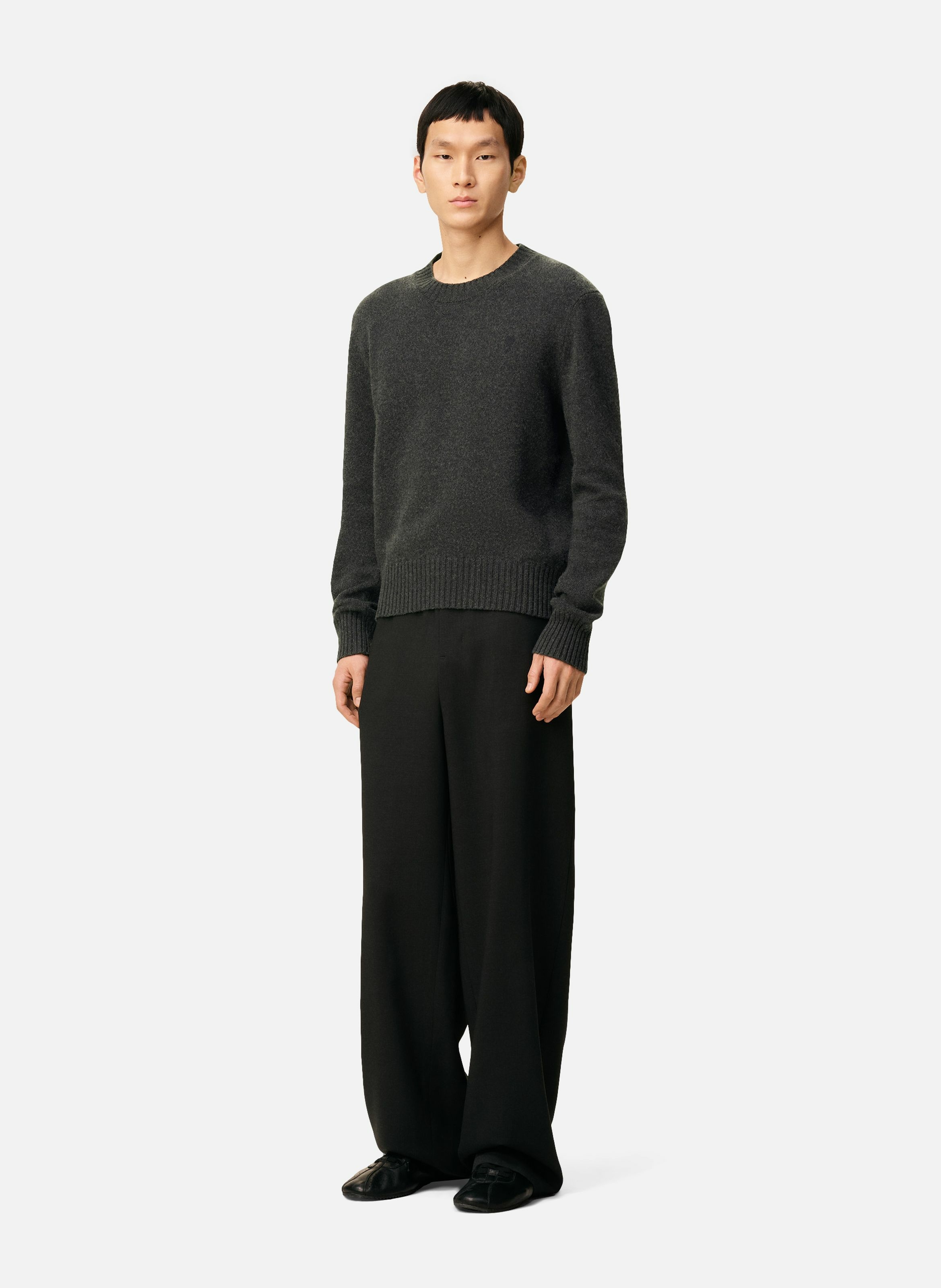 Pull col rond ami de coeur en cachemire AMI PARIS Gris