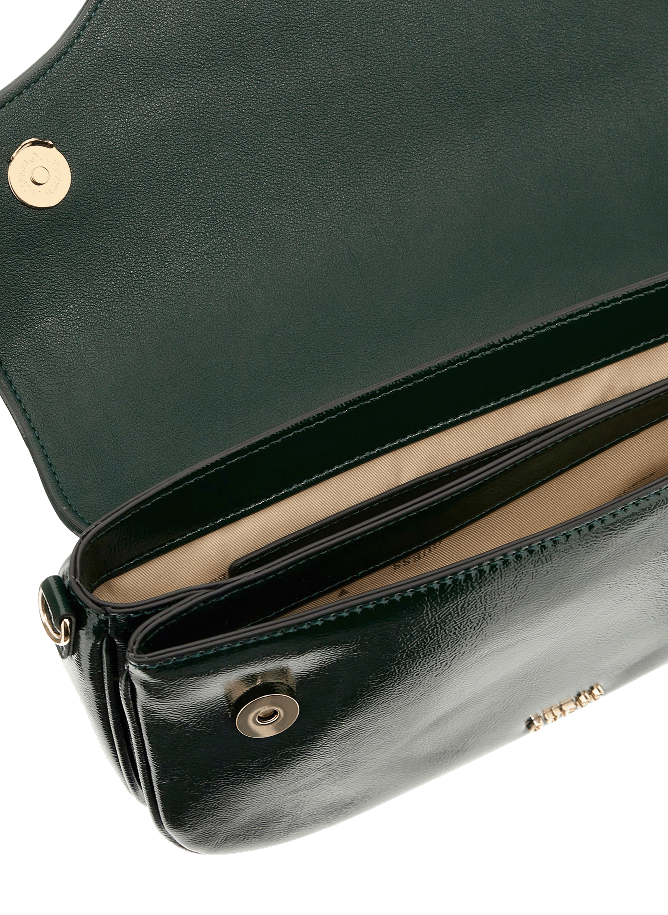 Patent shoulder bag GUESS Green