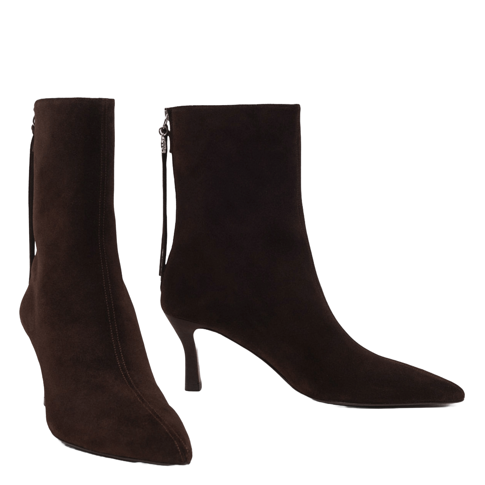 Bottines à talons en suède MAJE Marron