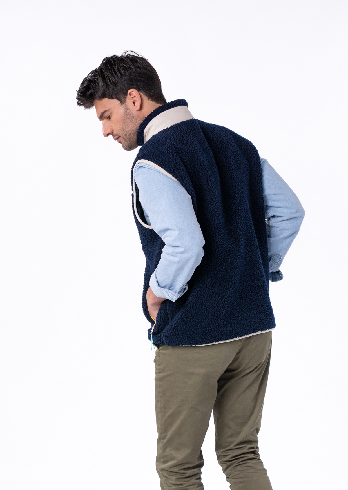 Veste sherpa zippée sans manches BILLYBELT Bleu