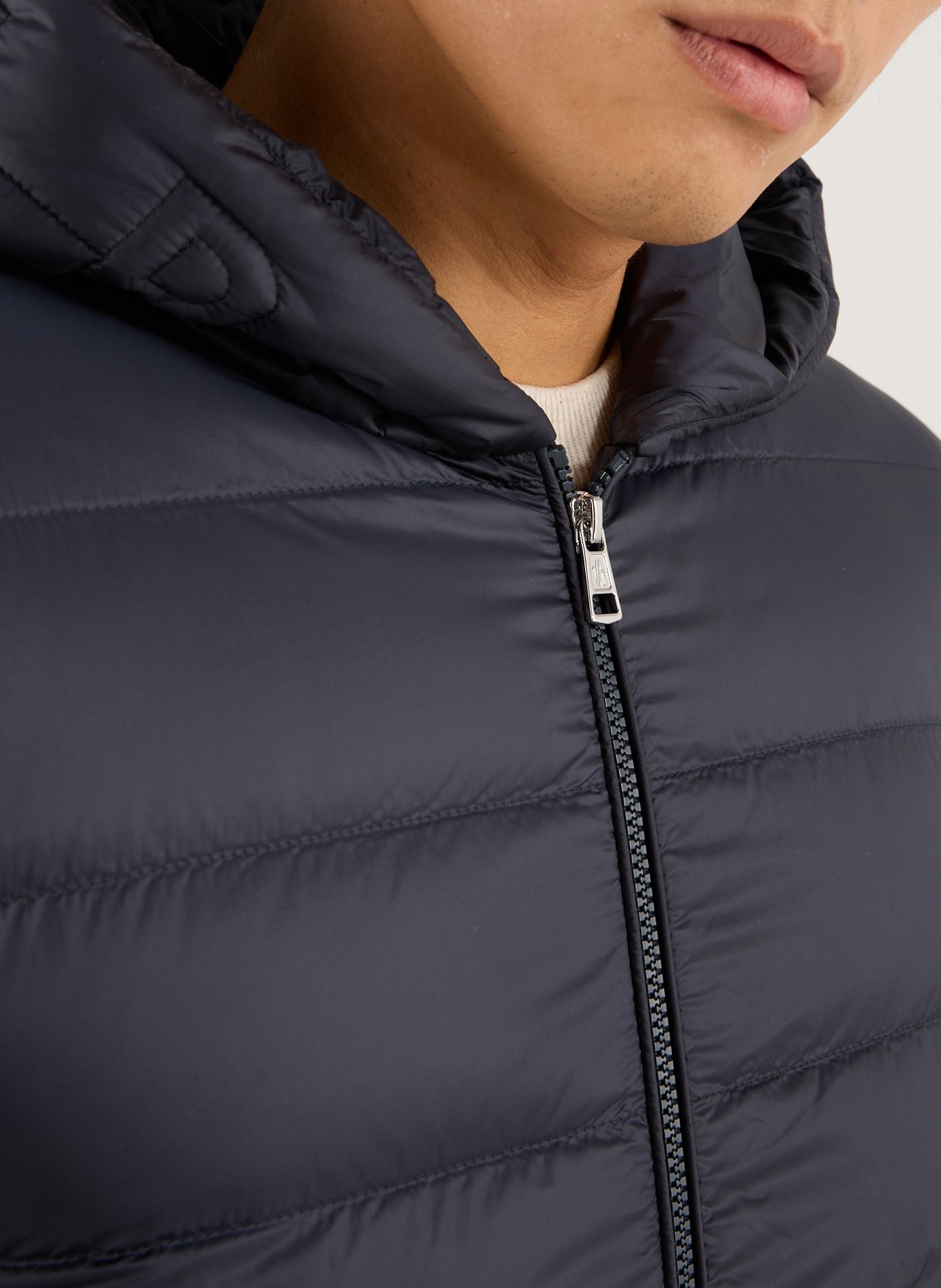 Bi-material virgin wool cardigan MONCLER Blue