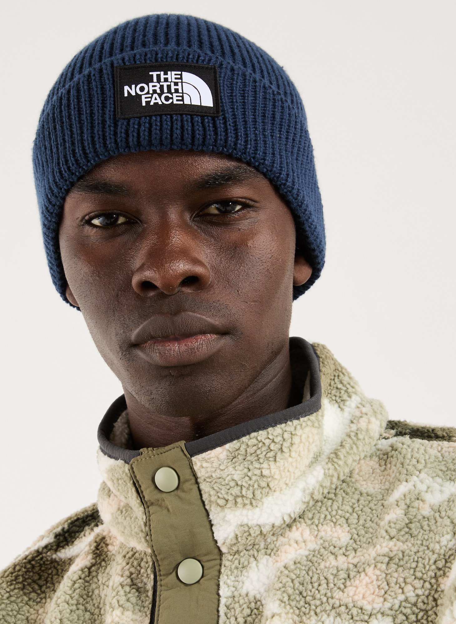 Embroidered ribbed beanie THE NORTH FACE Blue