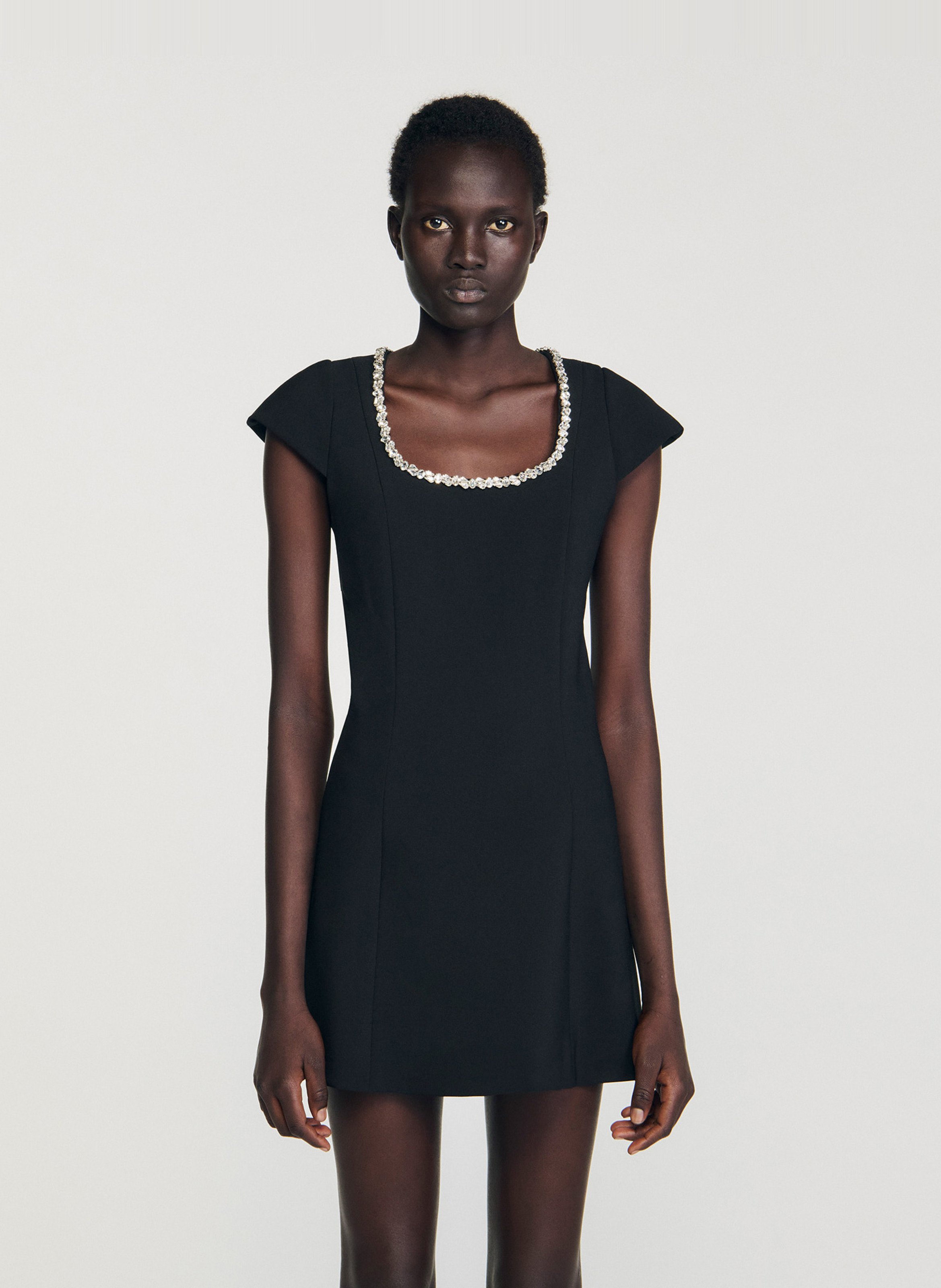 Robe courte col rond SANDRO Noir