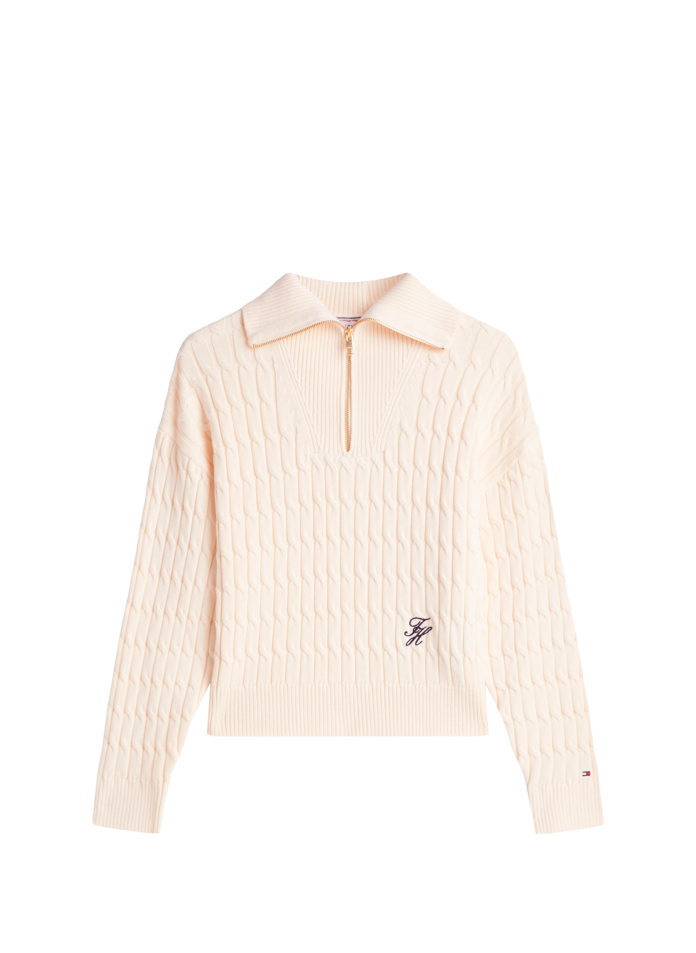 Pull à col montant en coton TOMMY HILFIGER Beige