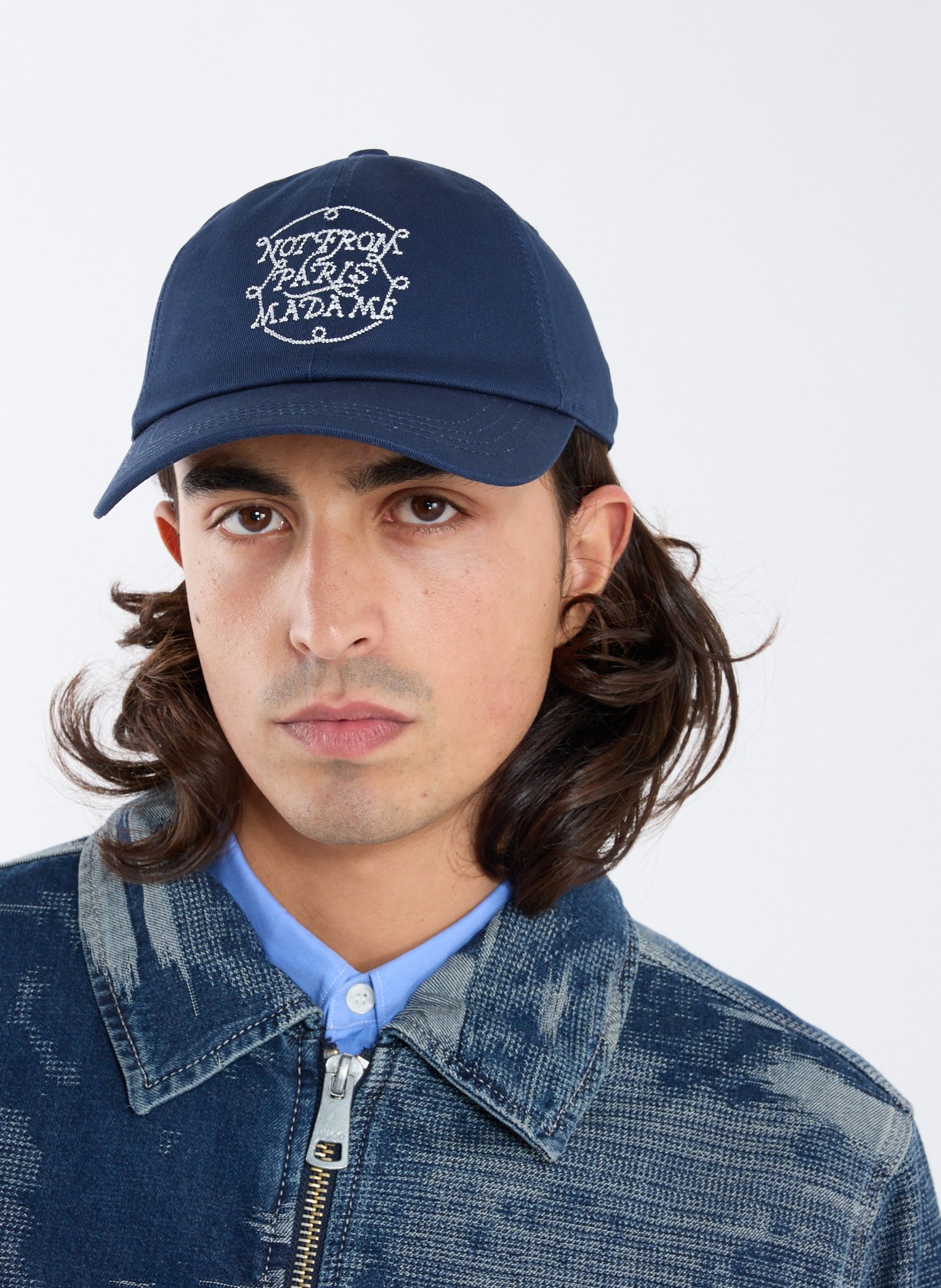 Embroidered Logo Slogan Cap DROLE DE MONSIEUR Blue