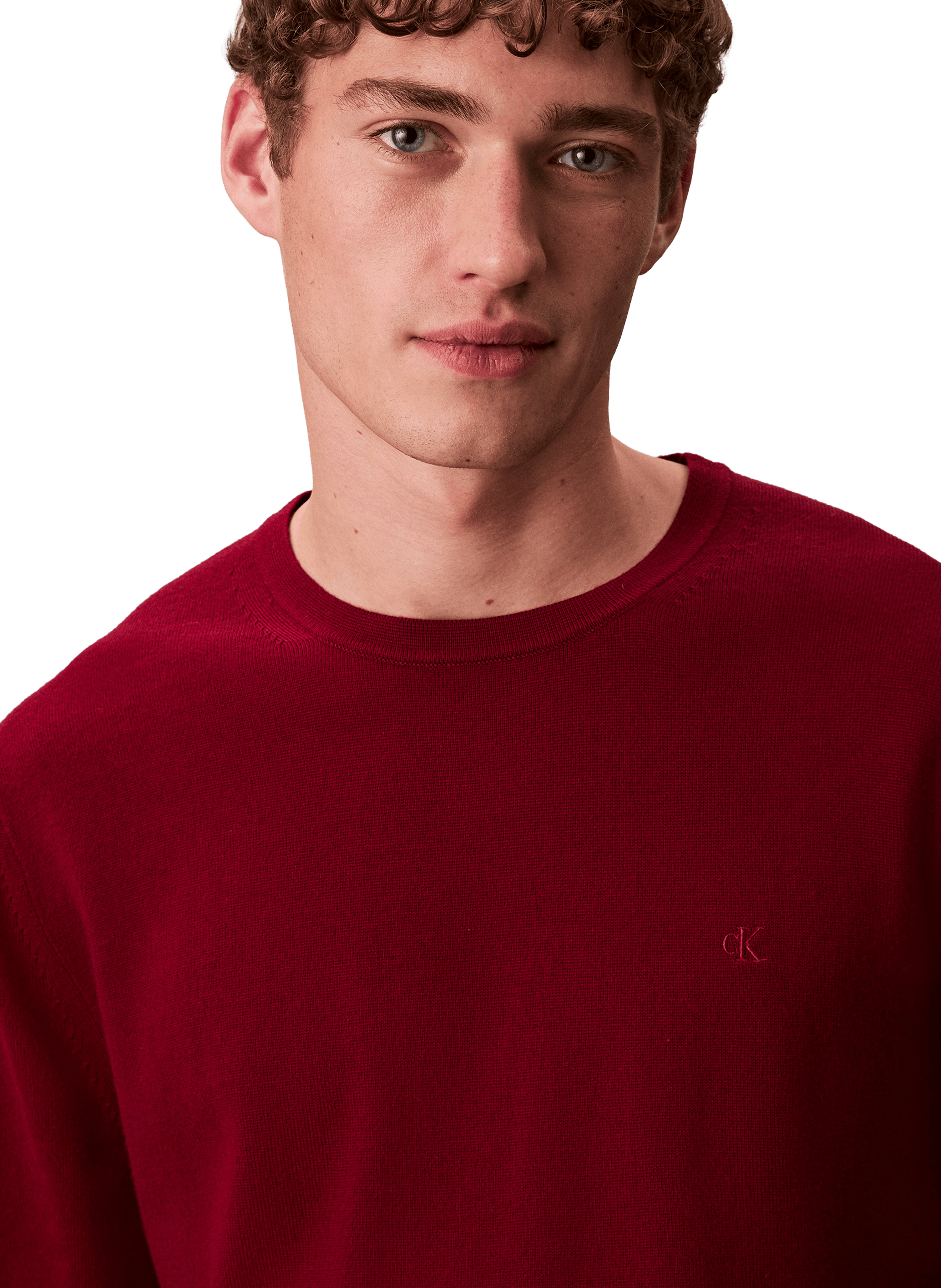 Pull en laine mérinos CALVIN KLEIN Rouge