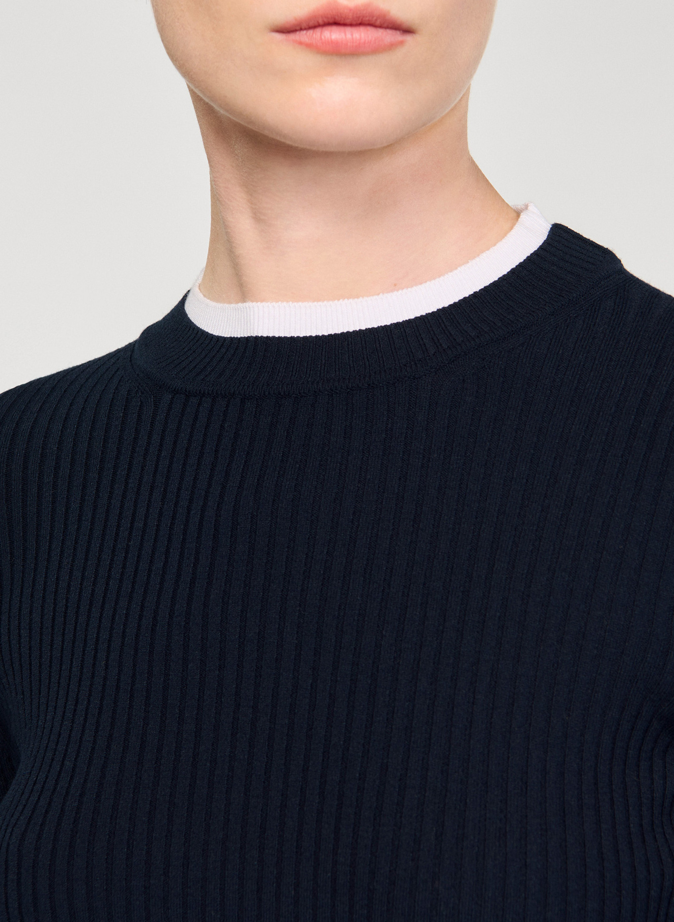 Pull col rond SANDRO Bleu