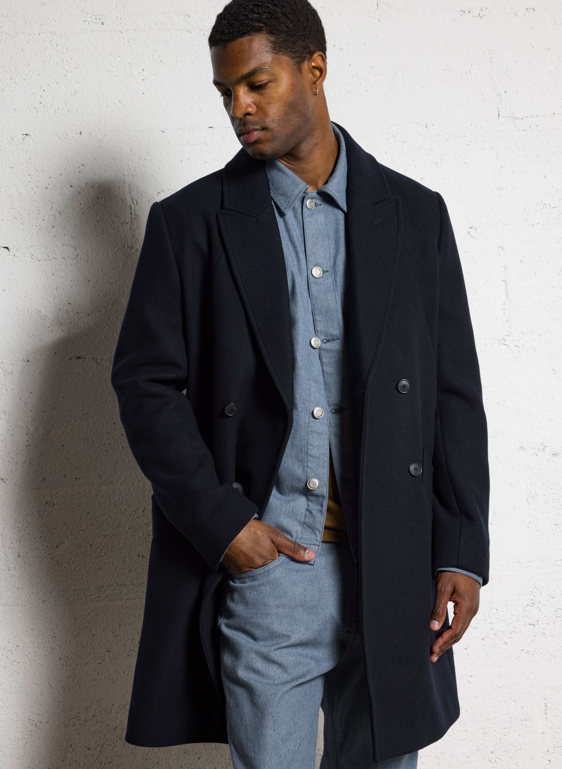 Manteau col tailleur en laine mélangée IKKS Bleu
