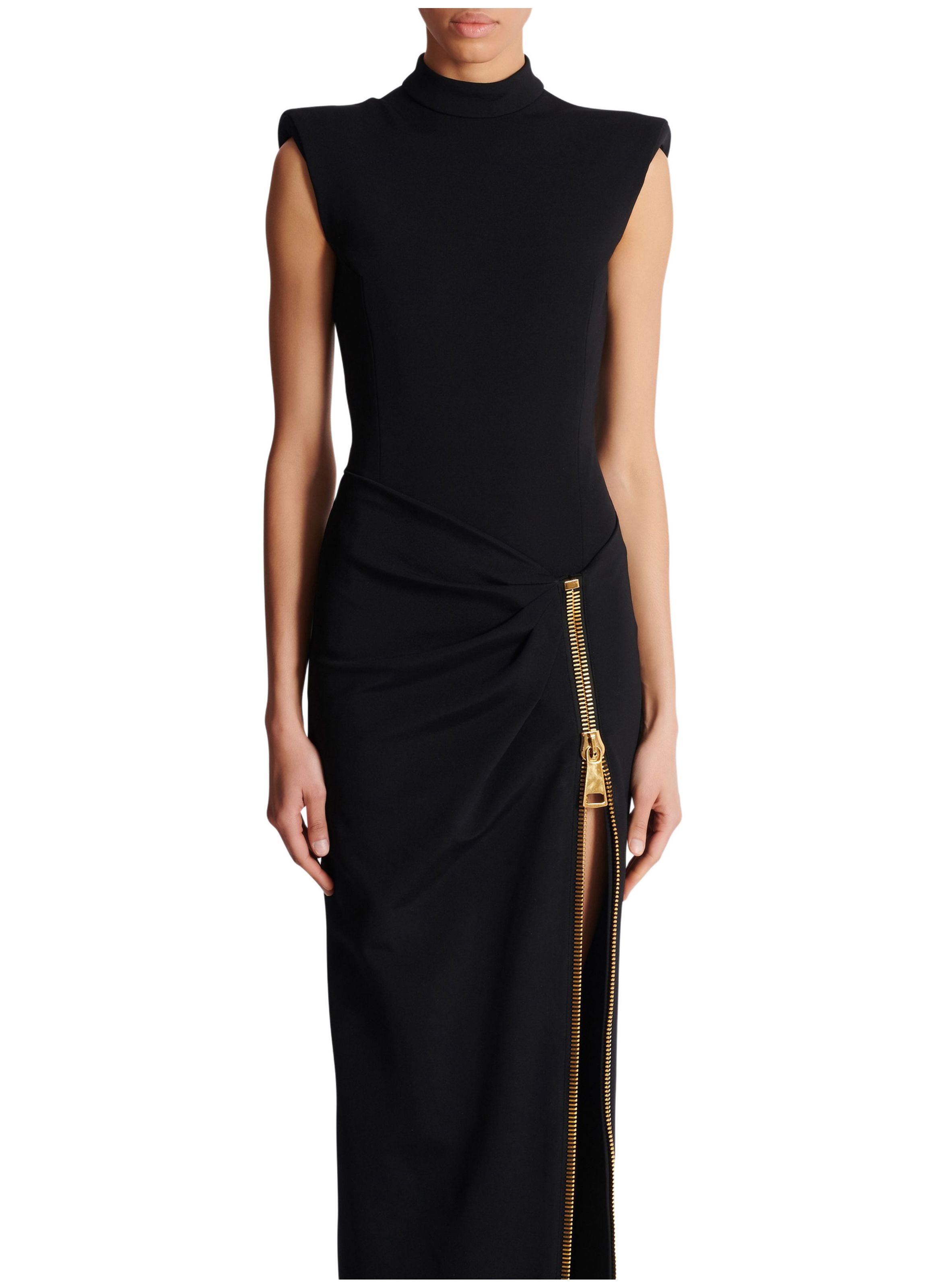 Robe longue fendue en jersey BALMAIN Noir