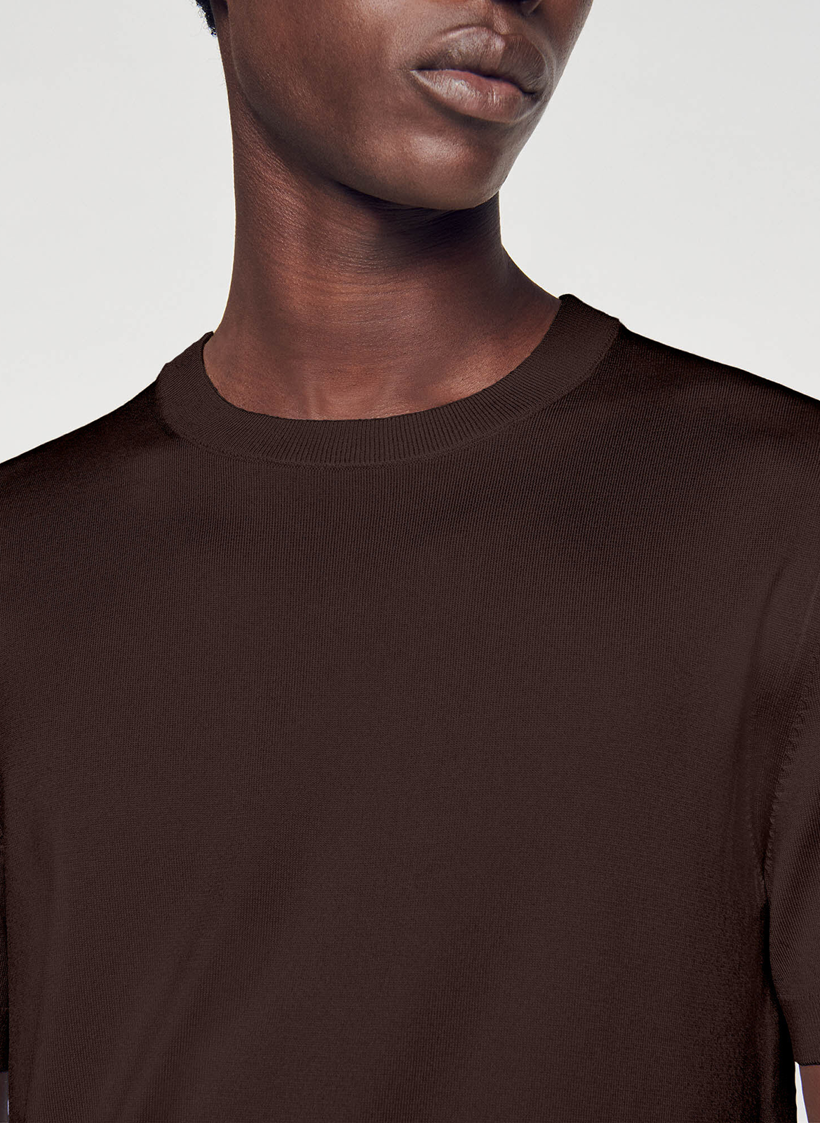 Tee-shirt col rond regular fit SANDRO Marron