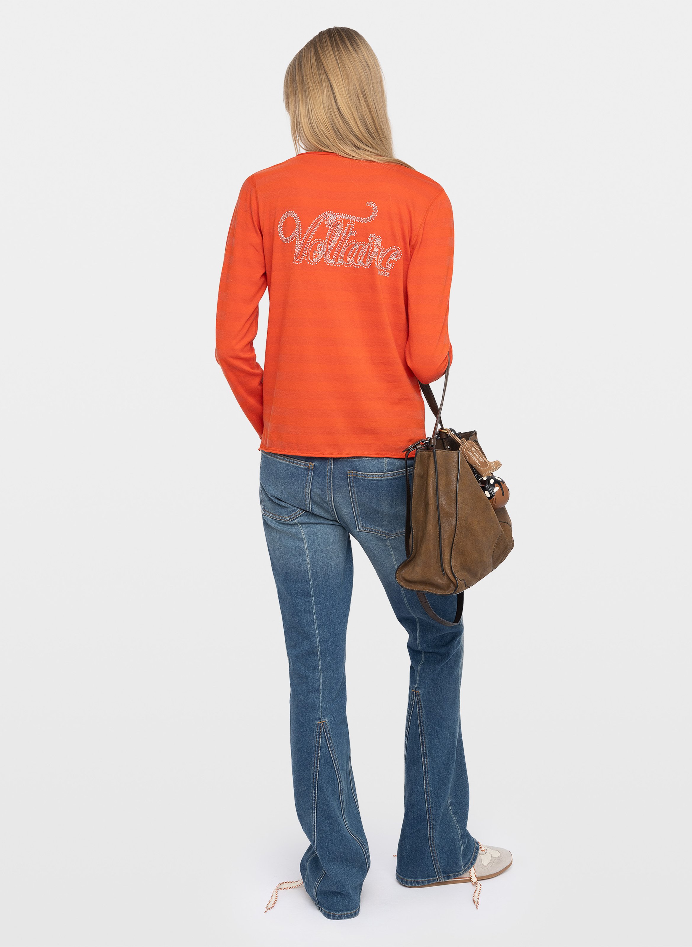 Tee-shirt droit col tunisien en coton tunisien ZADIG&VOLTAIRE Orange
