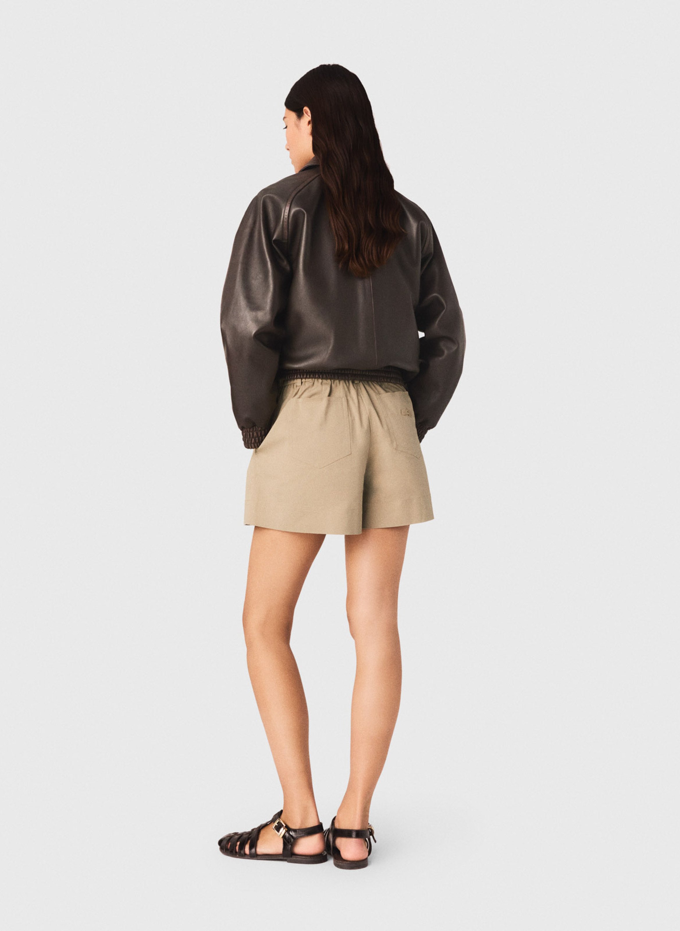 Short droit en coton mélangé MAJE Beige