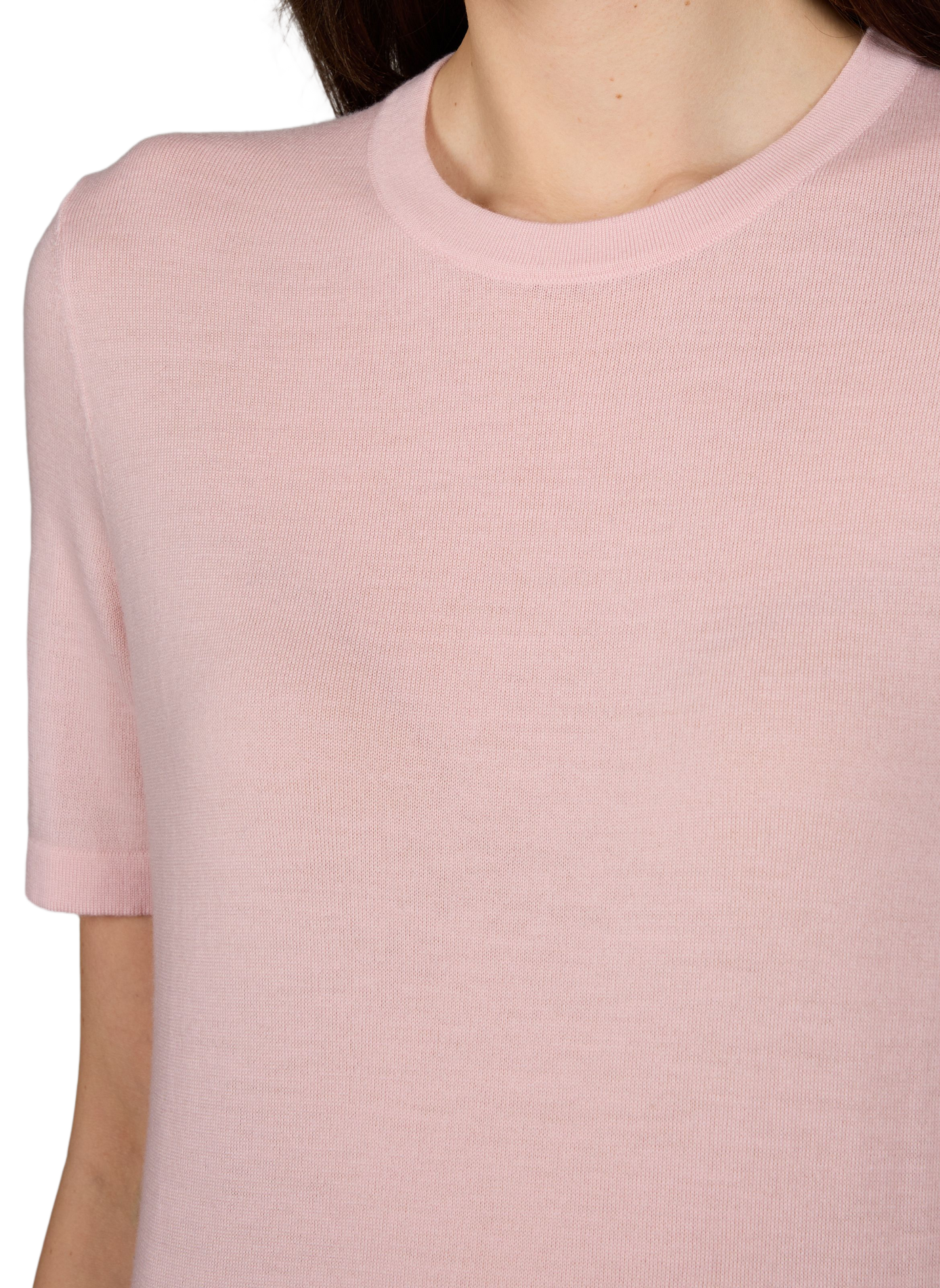 Pull col rond en laine mérinos AU PRINTEMPS PARIS Rose