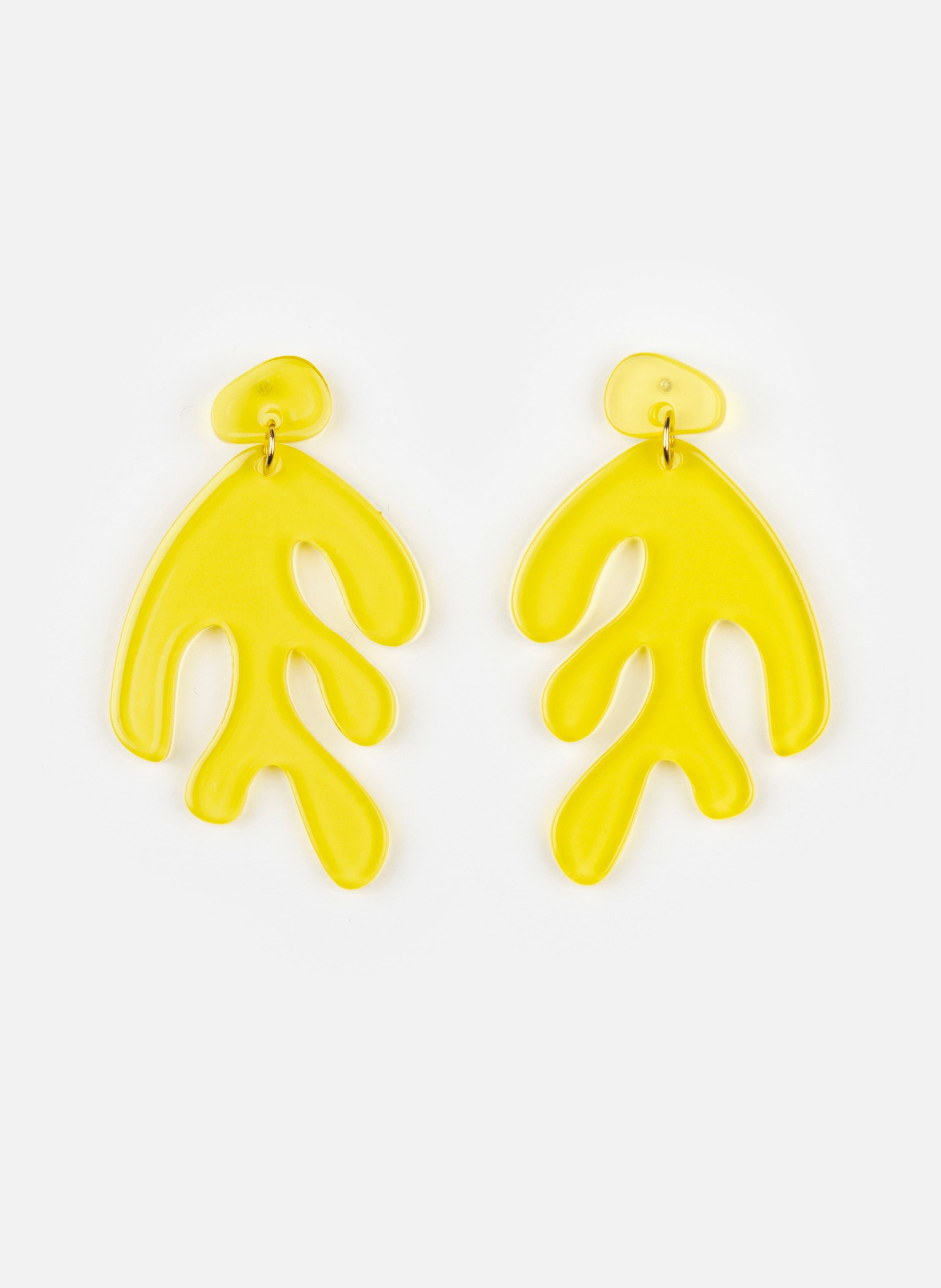 Boucles d'oreille algae en acétate de cellulose KURAGE GINZA Jaune