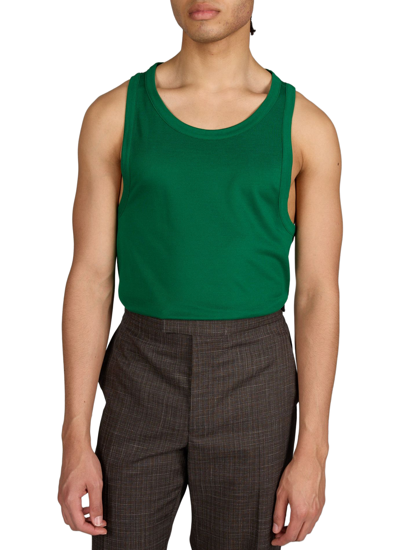 Débardeur à col rond en soie LACOSTE Vert