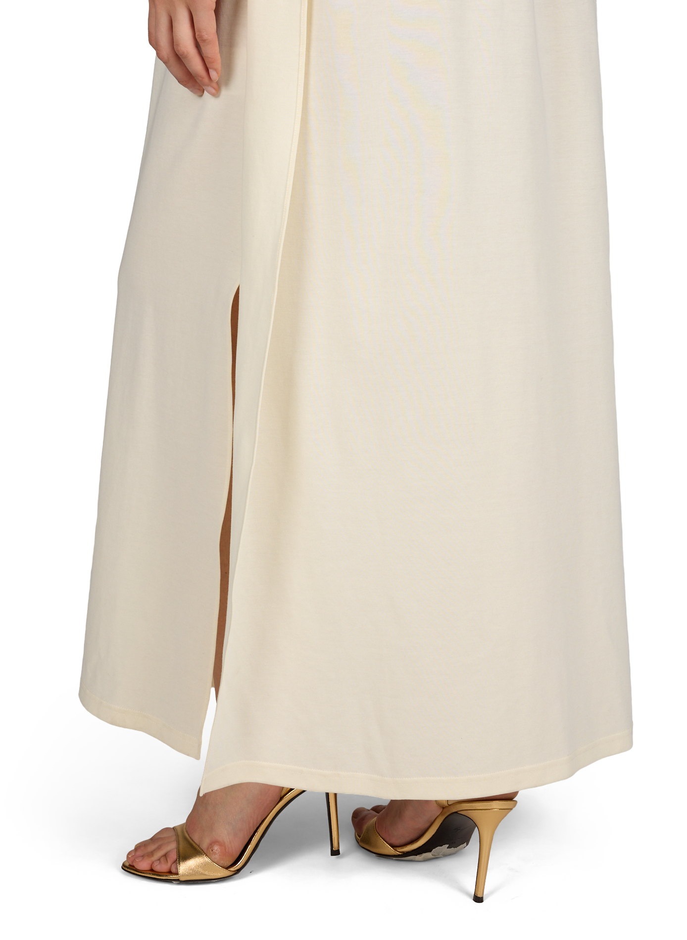 Robe longue col carré en coton mélangé VIKTORIA CHAN Beige