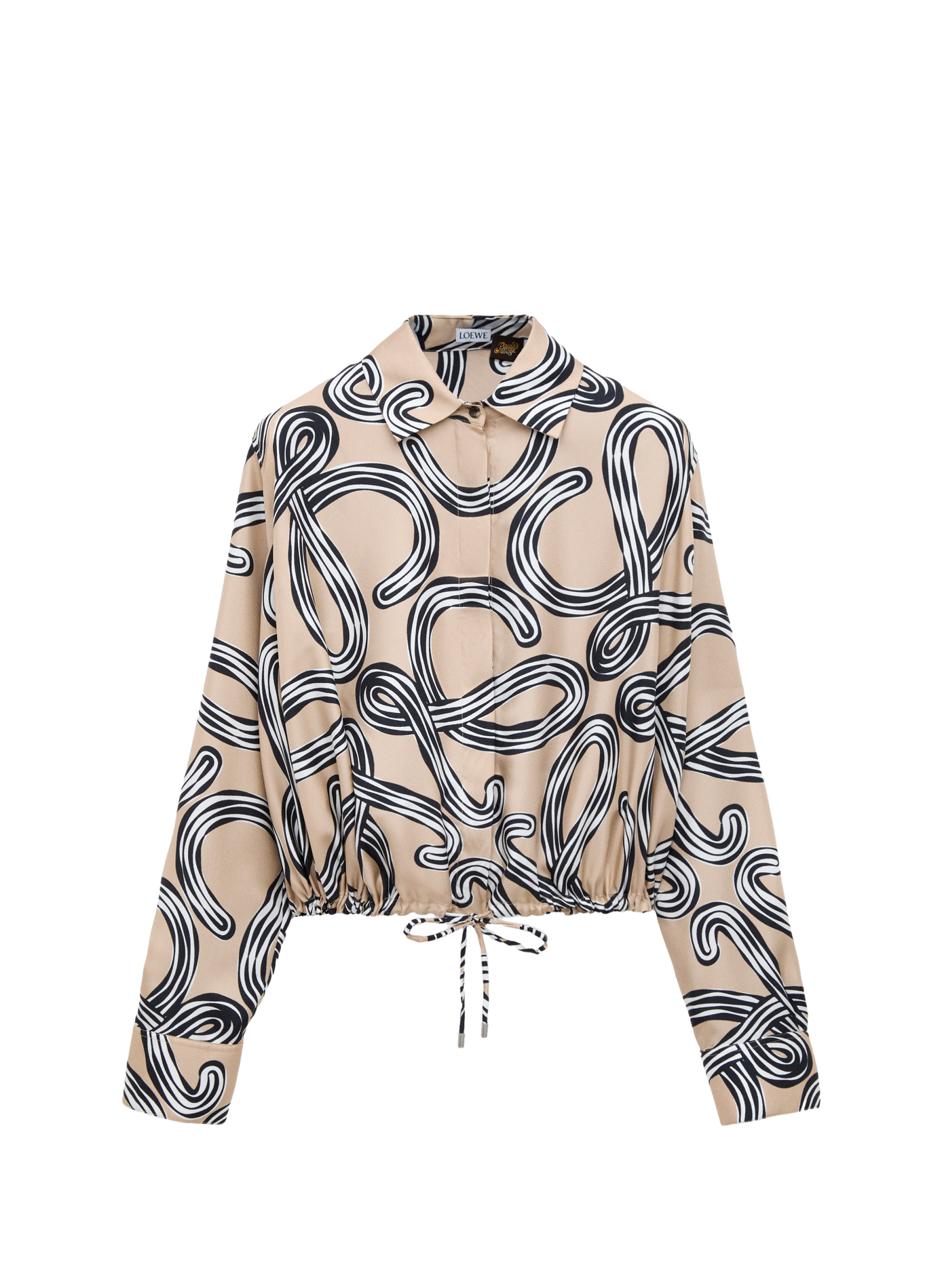 Printed silk balloon sleeve shirt LOEWE Beige