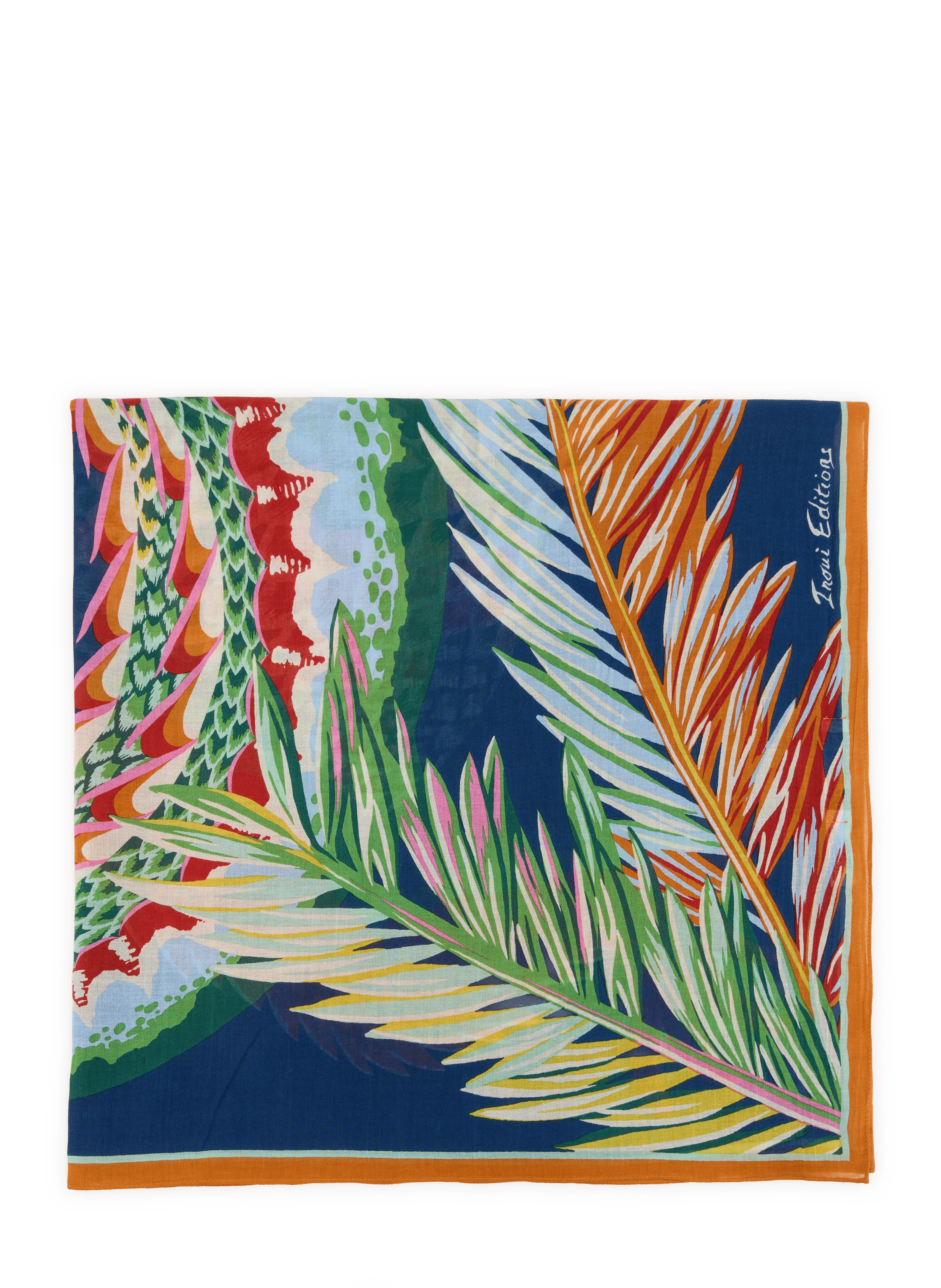 Croco Print Cotton Scarf INOUI EDITIONS Blue