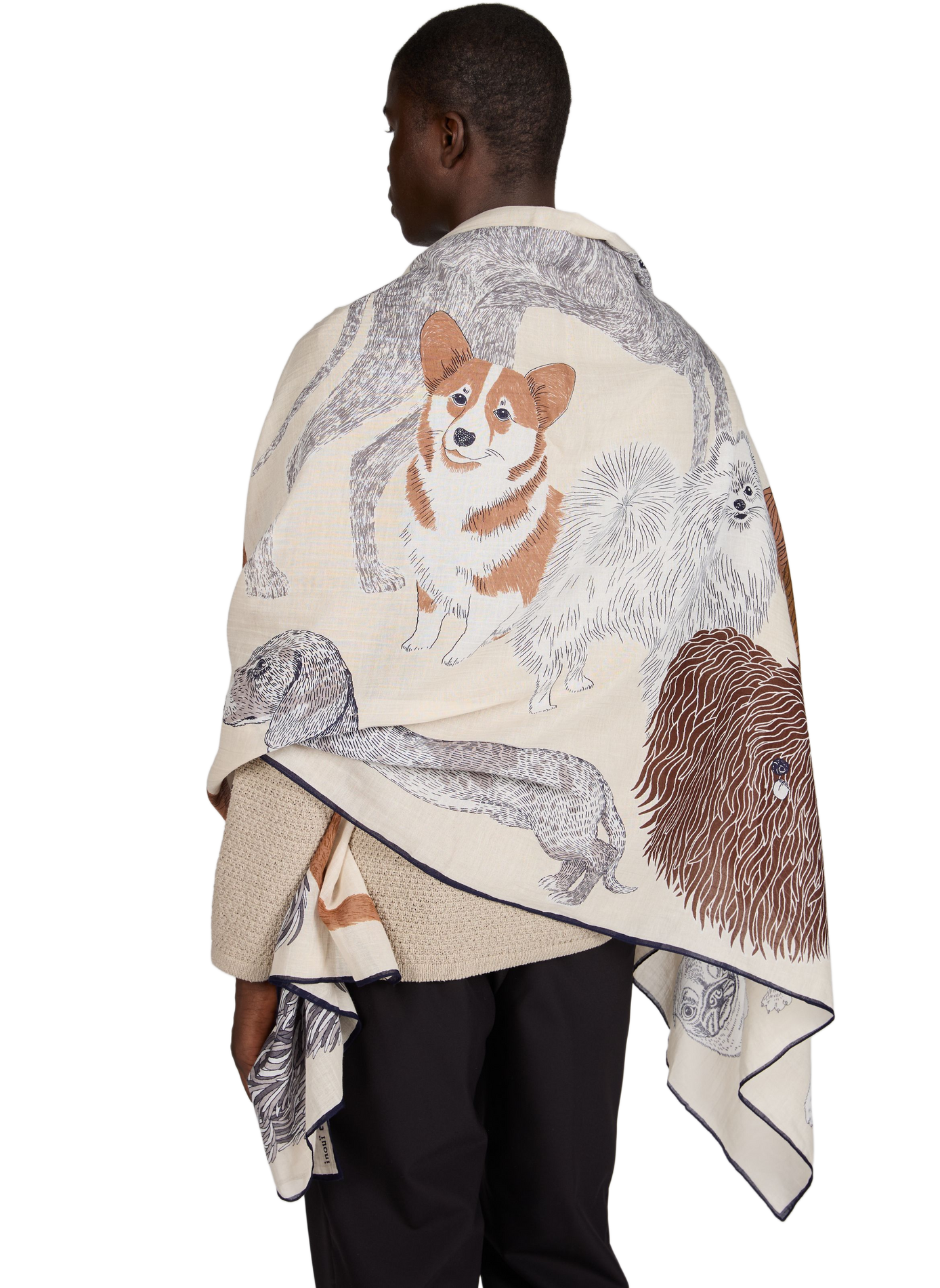 Echarpe imprimé Toutou en coton INOUI EDITIONS Beige