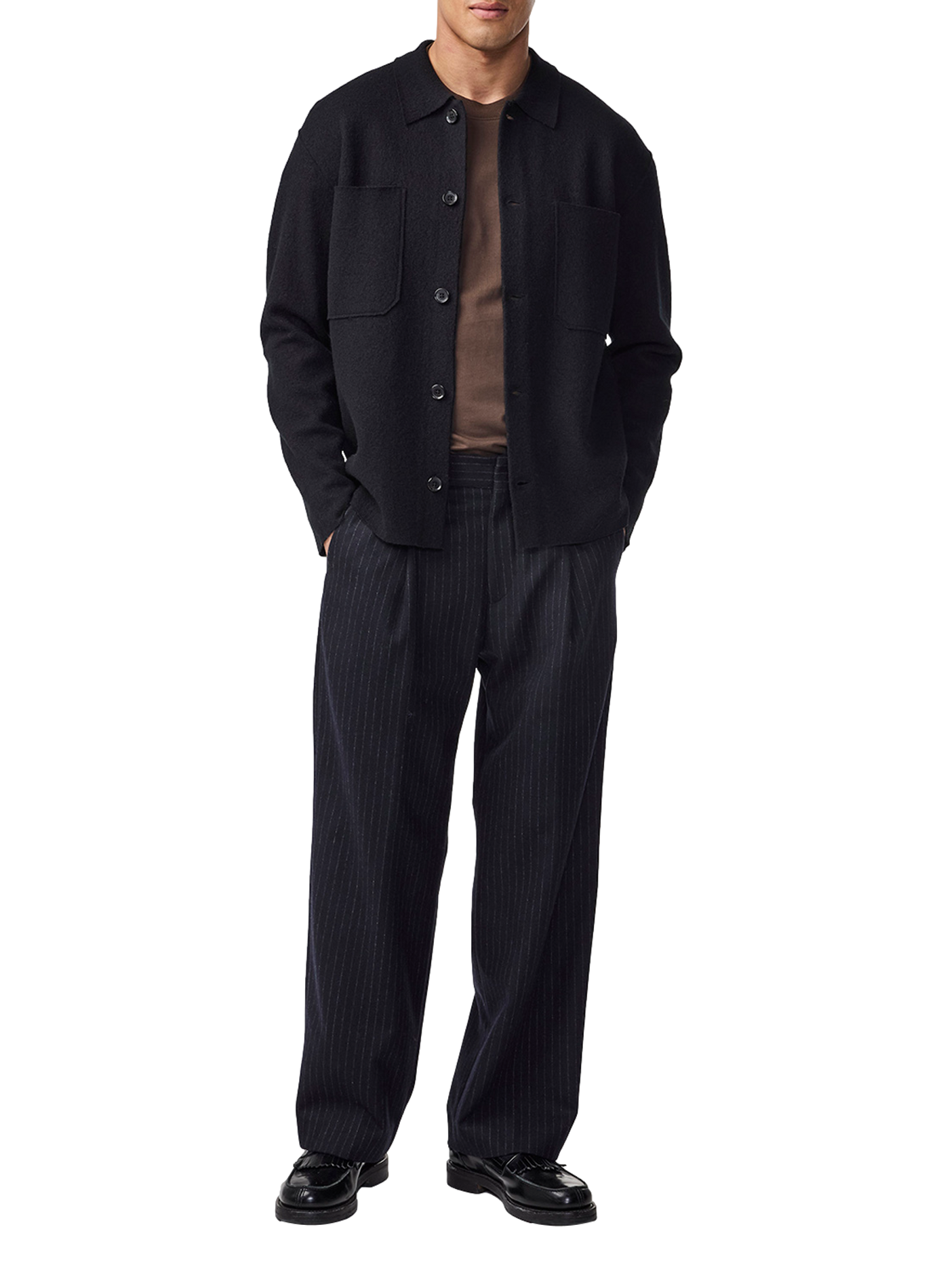 Straight merino wool overshirt NN.07 Black
