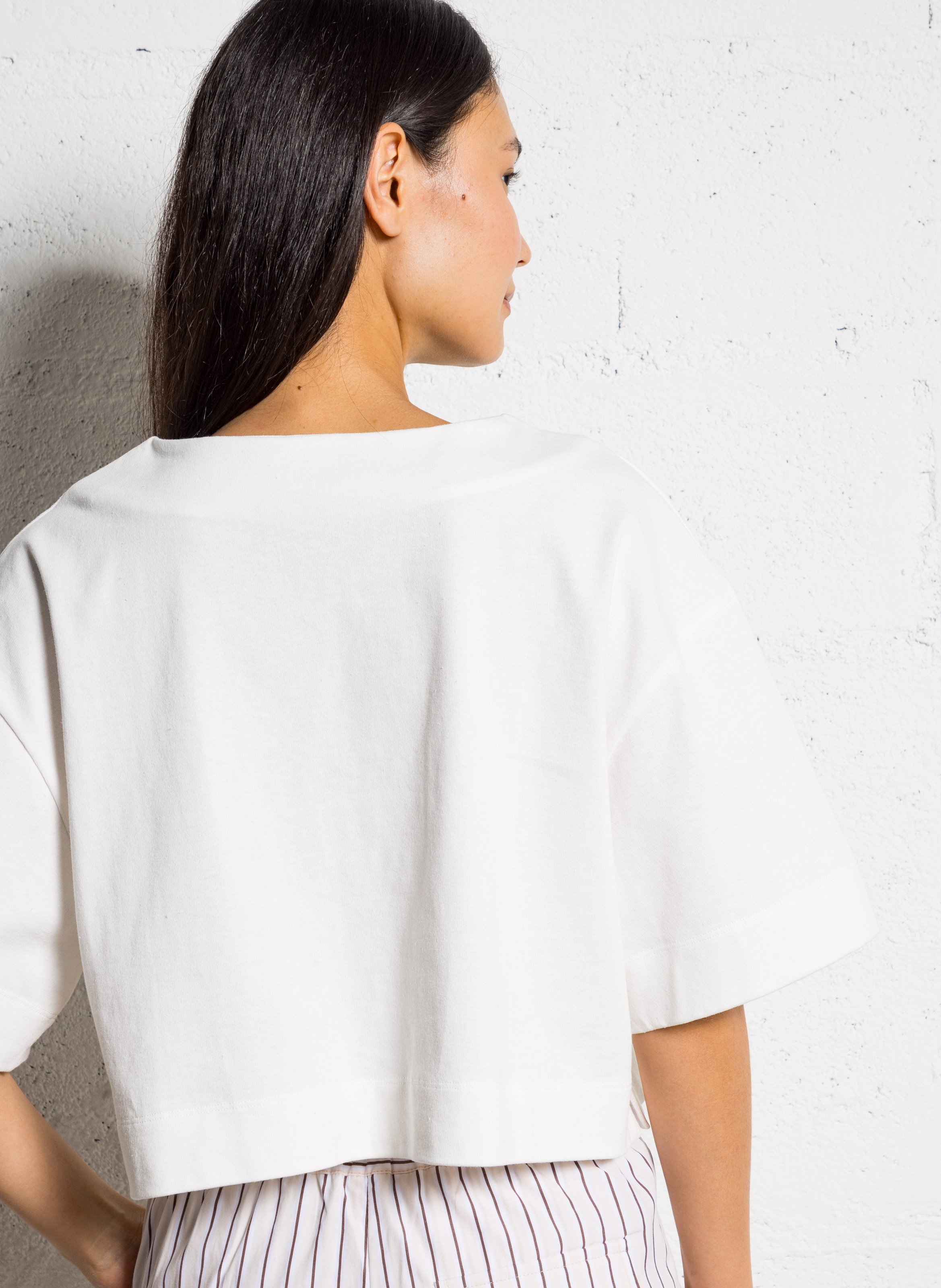 Tee-shirt col bateau en coton bio davina SOEUR Blanc
