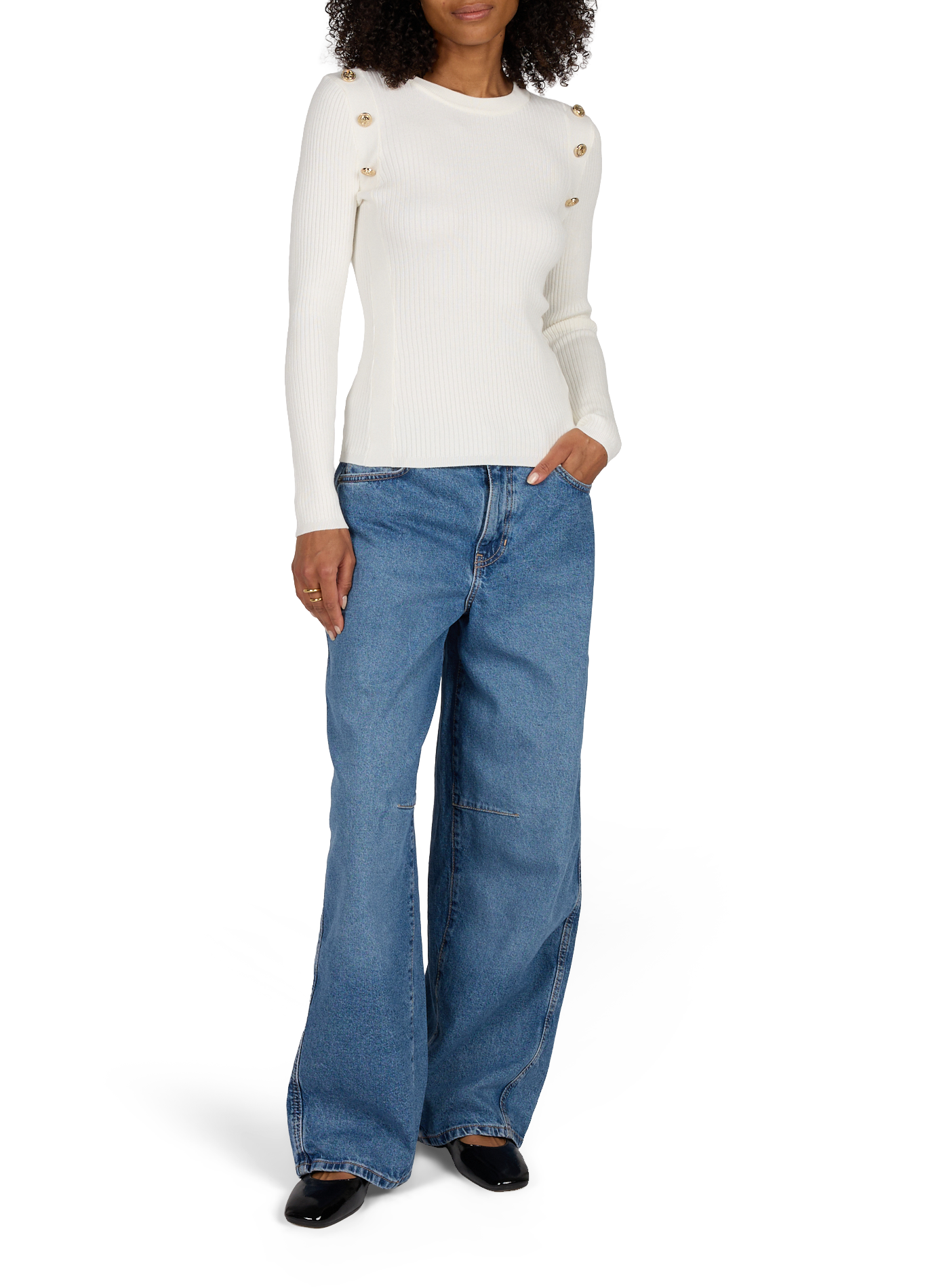 Mixed cotton barrel jeans GUESS Blue