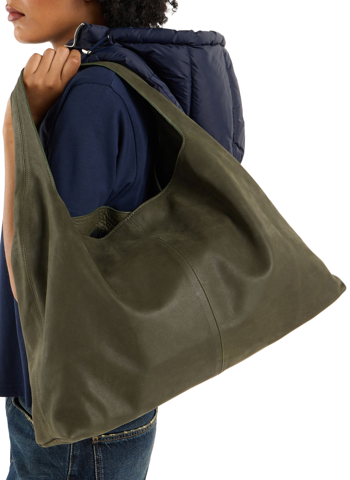 Hobo cowhide leather handbag SAISON 1865 Khaki
