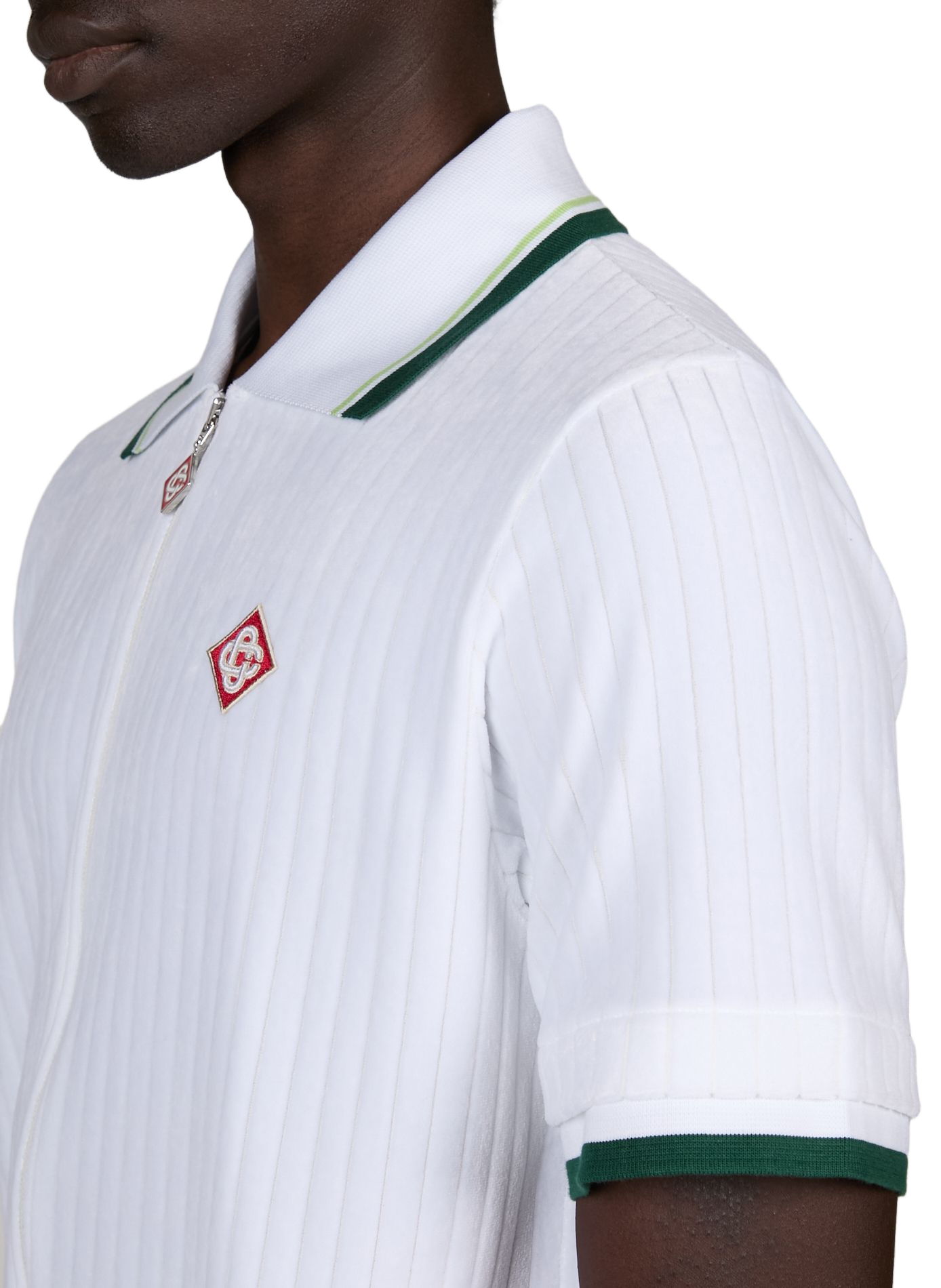 Zip-up polo in blended cotton CASABLANCA PARIS White