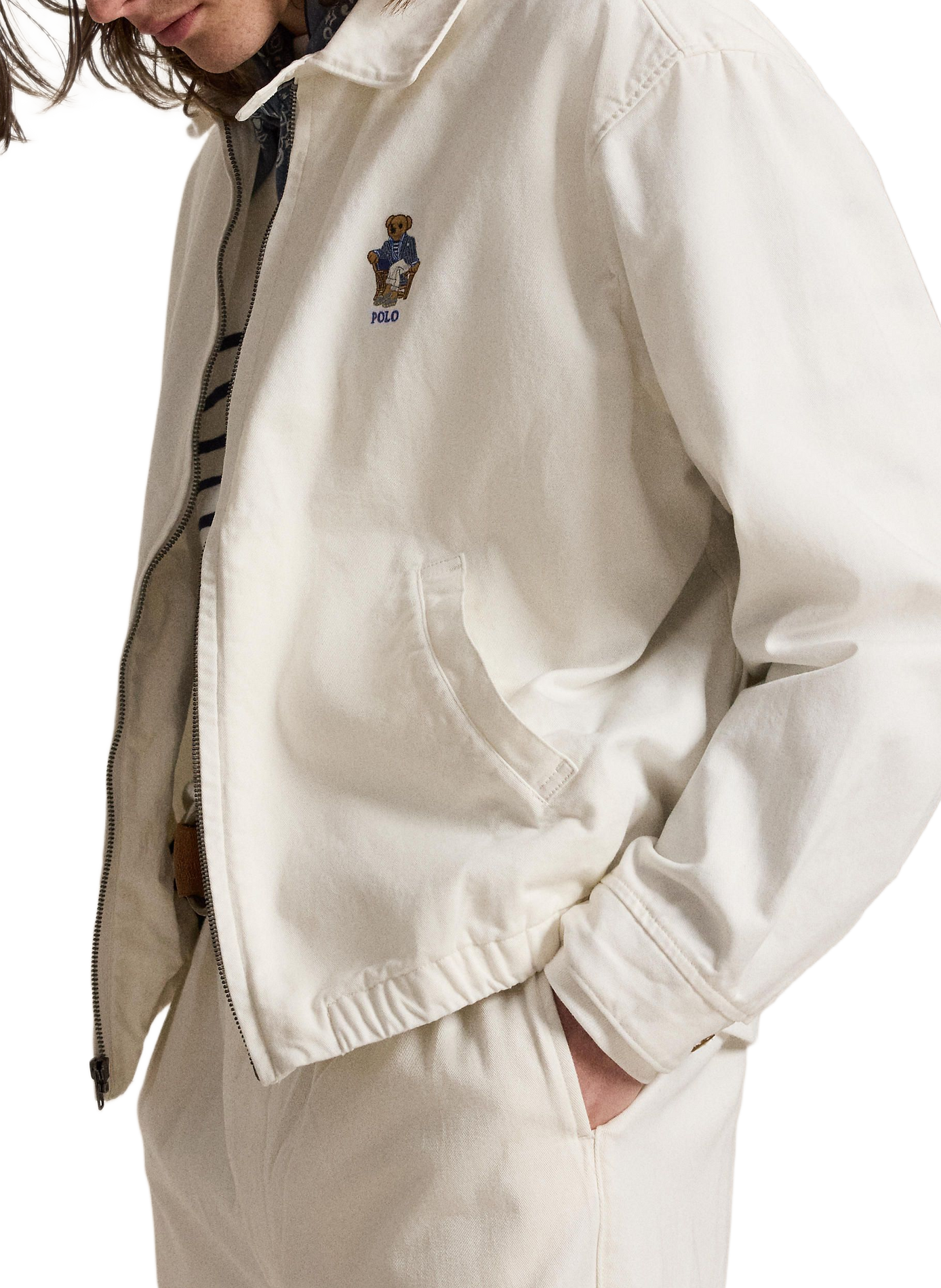 Embroidered cotton twill jacket POLO RALPH LAUREN White