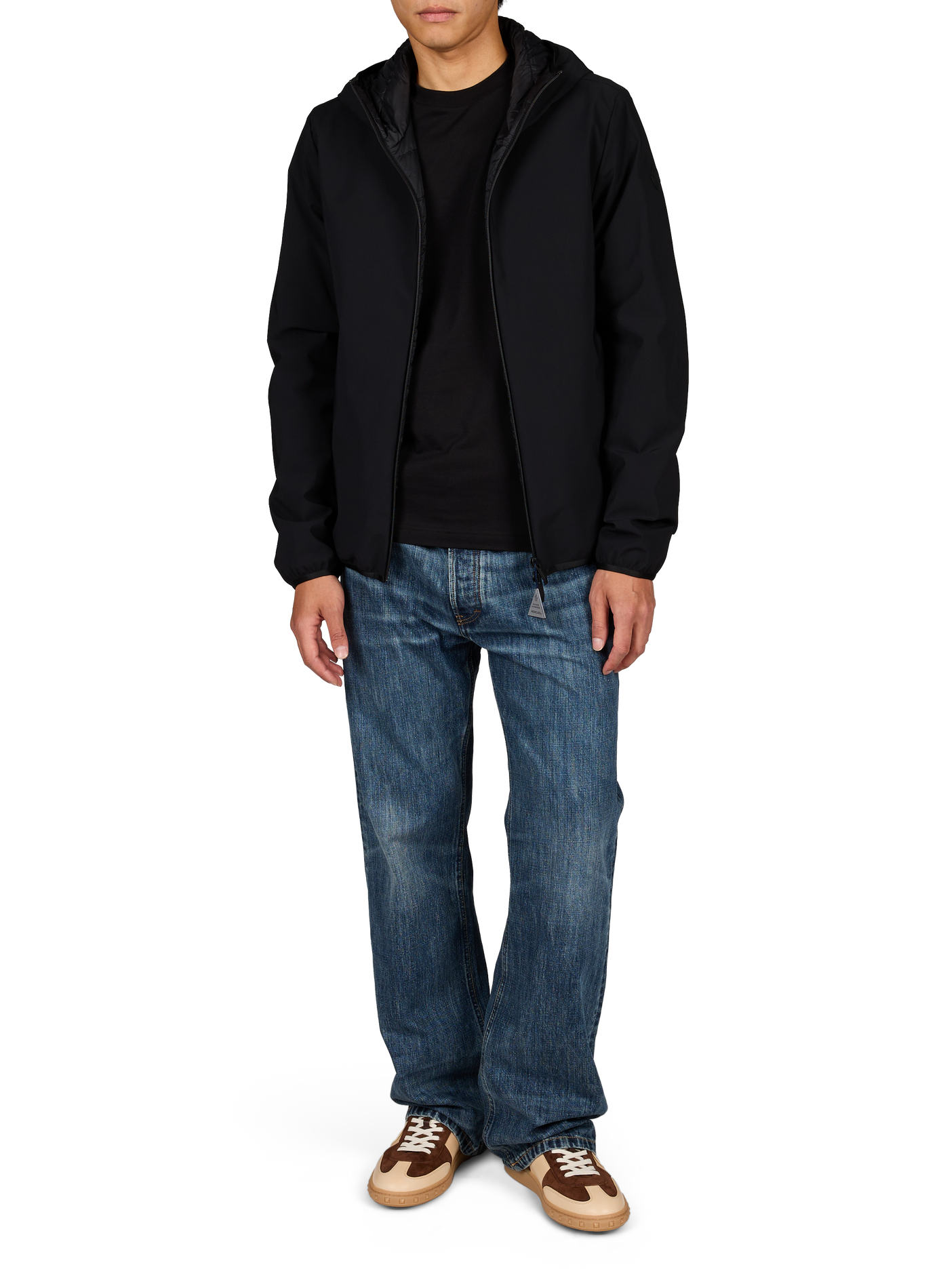 Hooded Puffer Jacket Ciampolin with Elastic Hem MONCLER Black