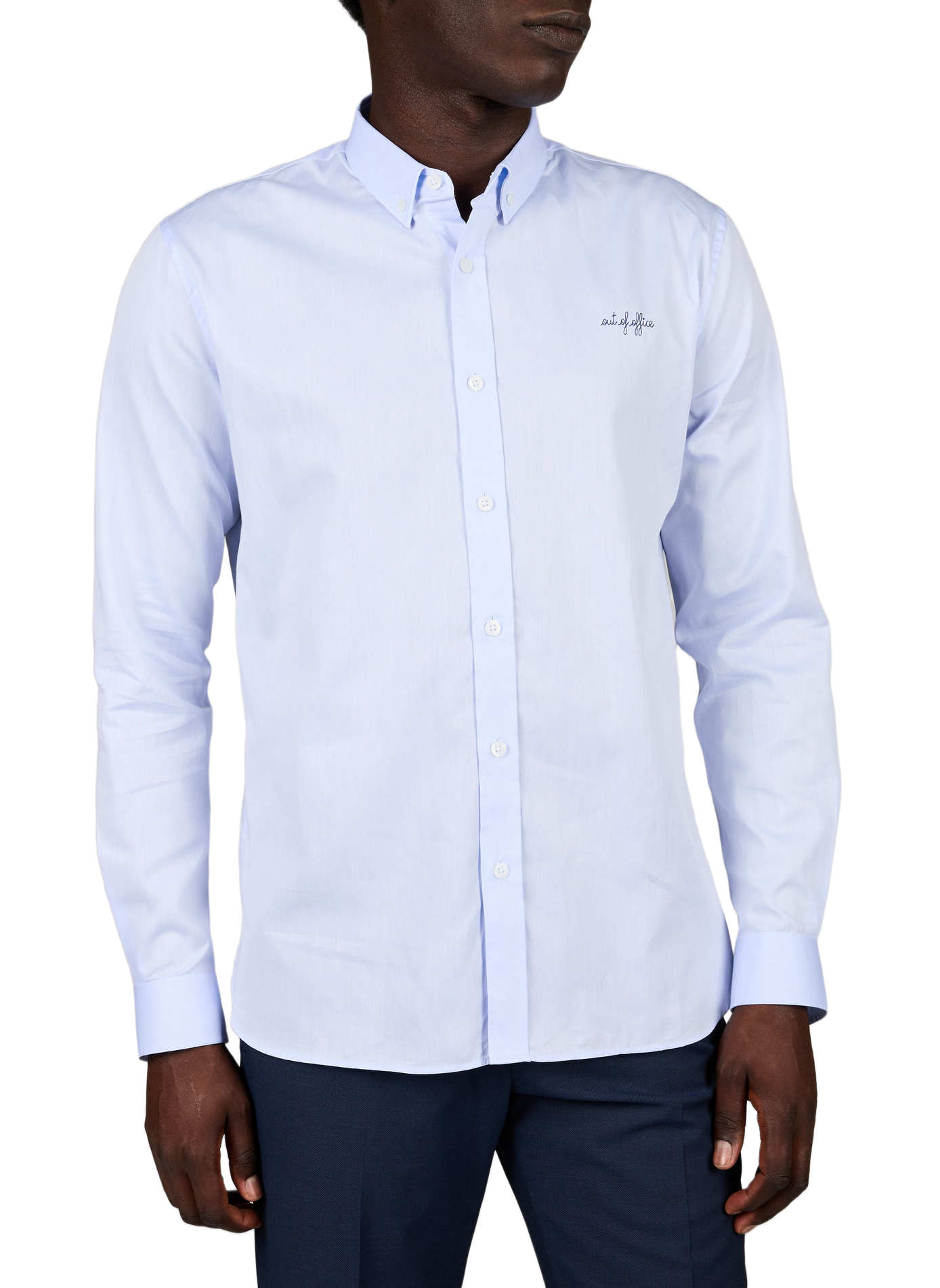 Chemise droite unie à broderies MAISON LABICHE Bleu