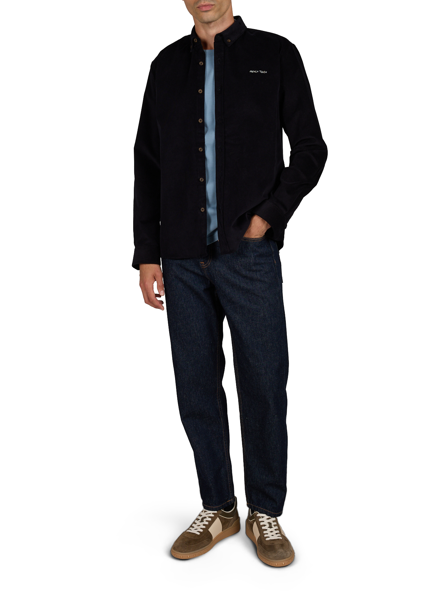 Gerade geschnittenes Hemd mit klassischem Kragen aus Baumwollmischung MAISON LABICHE Blau
