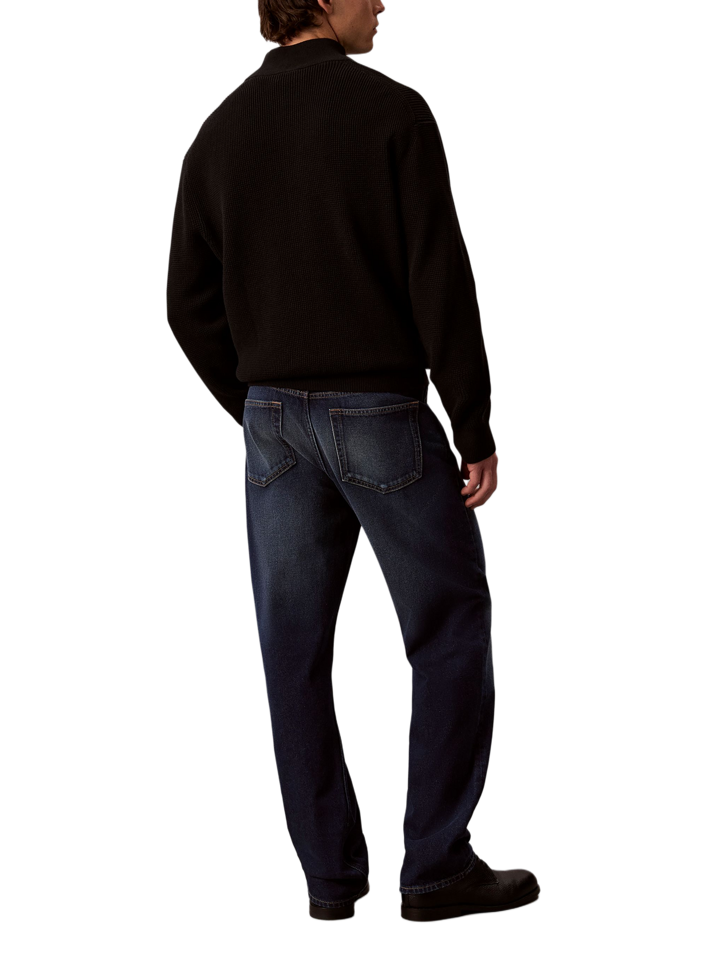 Straight cotton sweater with zip collar CALVIN KLEIN Black