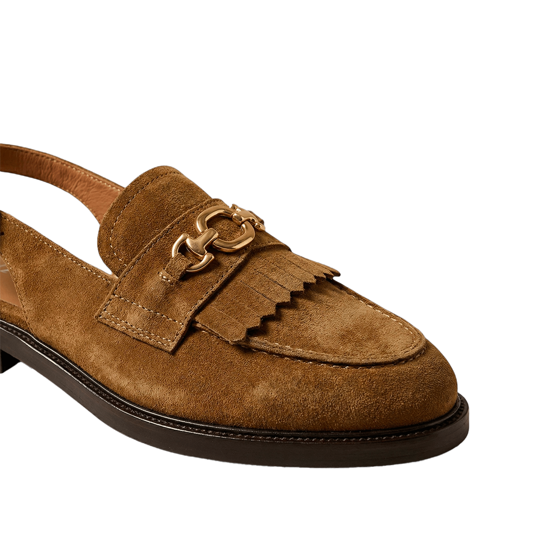 Mocassins suédés à franges delphy JONAK Marron