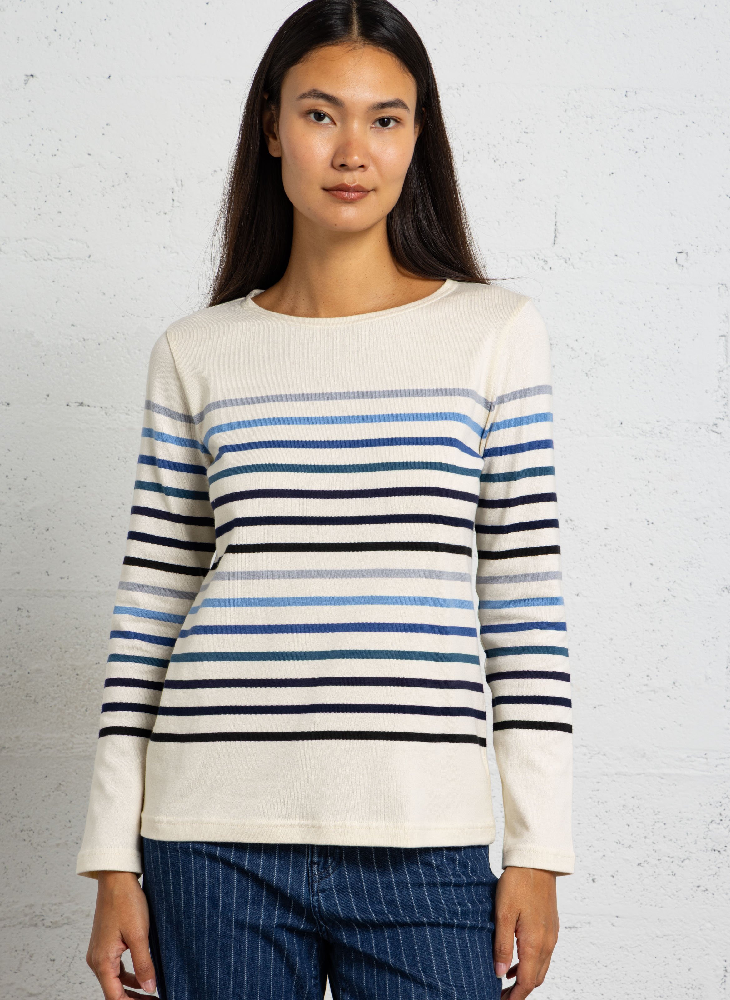 Marinière col rond en coton ARMOR-LUX Beige