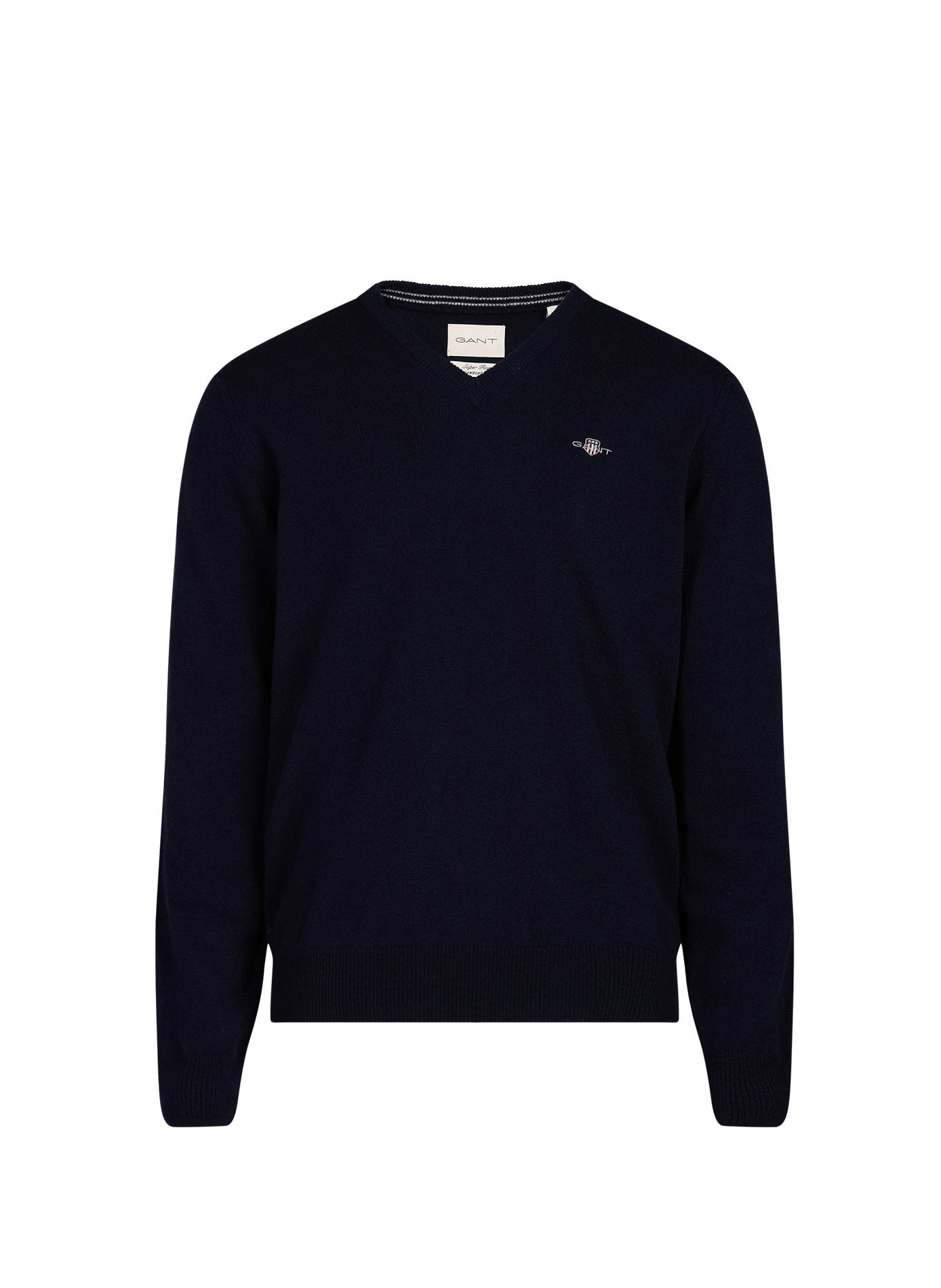 Pull droit à col V en laine mérinos GANT Bleu