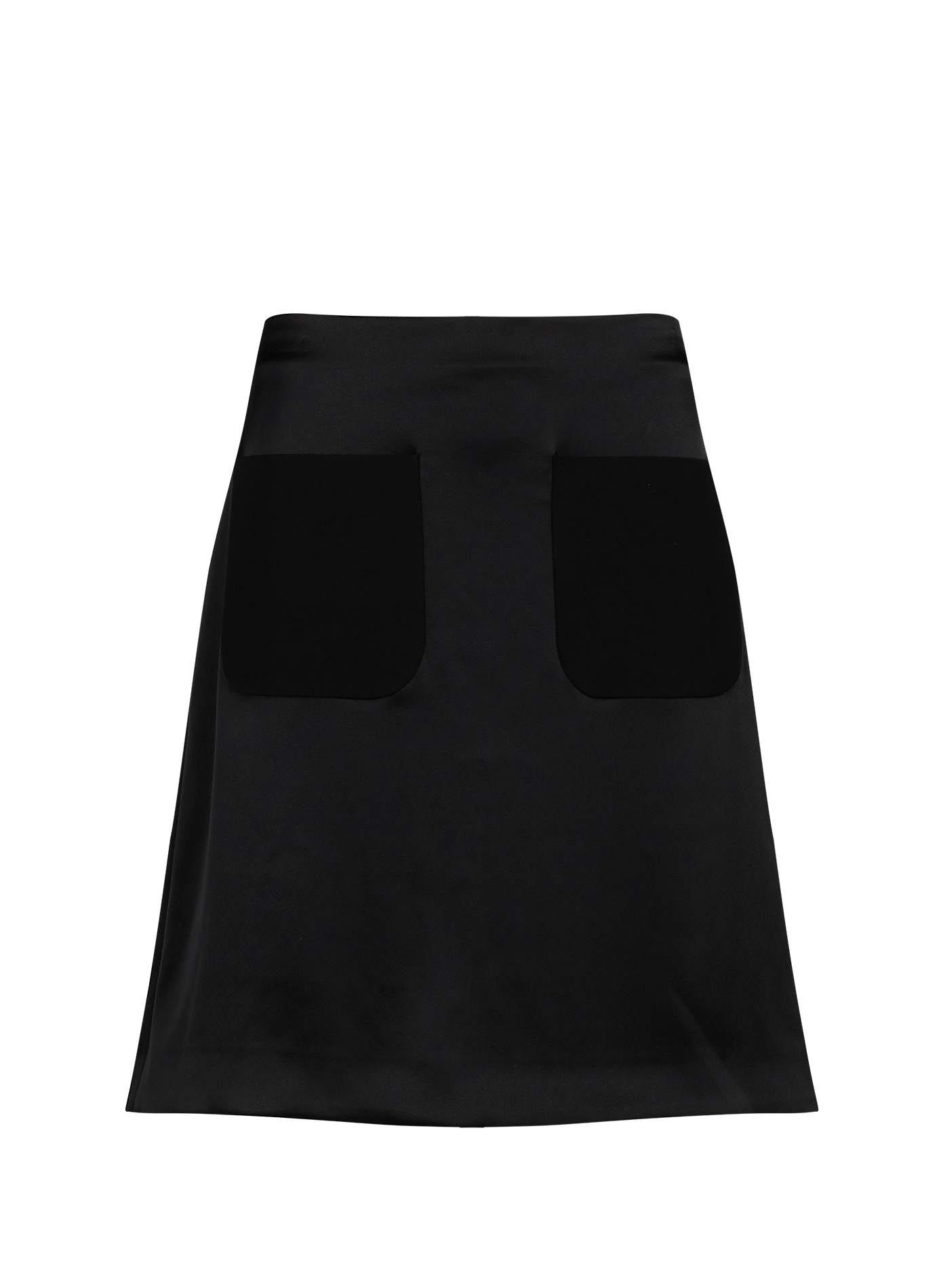 Short satin skirt with patch pockets COURRÈGES Black