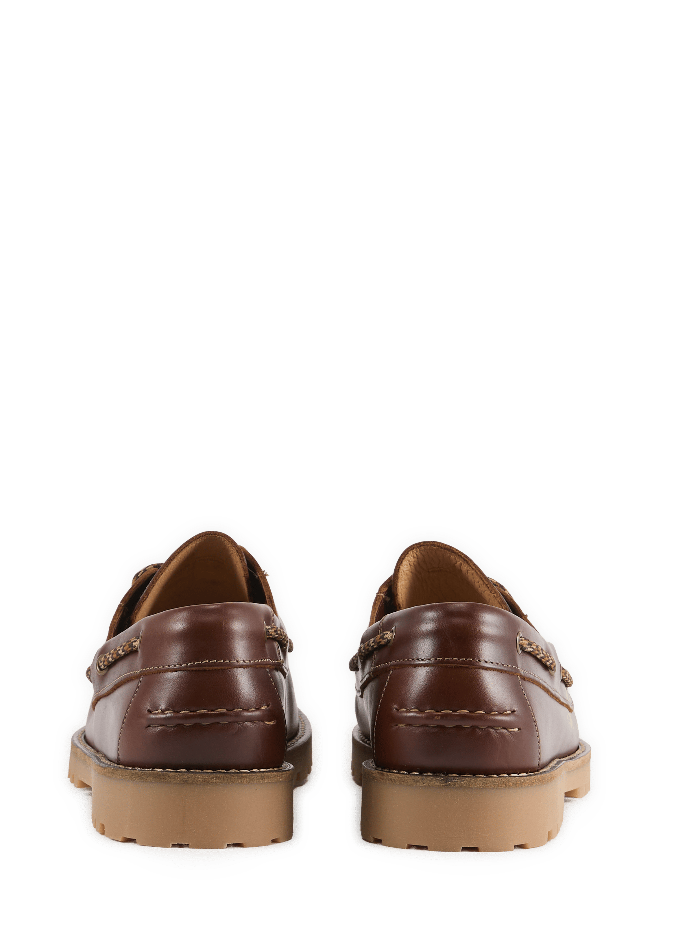Larch leather lace-up boat shoes FAGUO Brown
