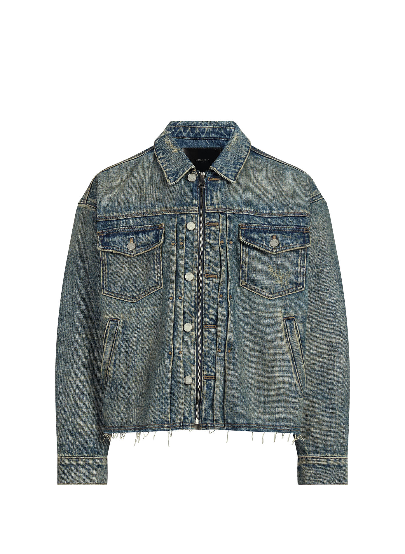 Gerade geschnittene Jeansjacke mit Reißverschluss PURPLE BRAND Blau