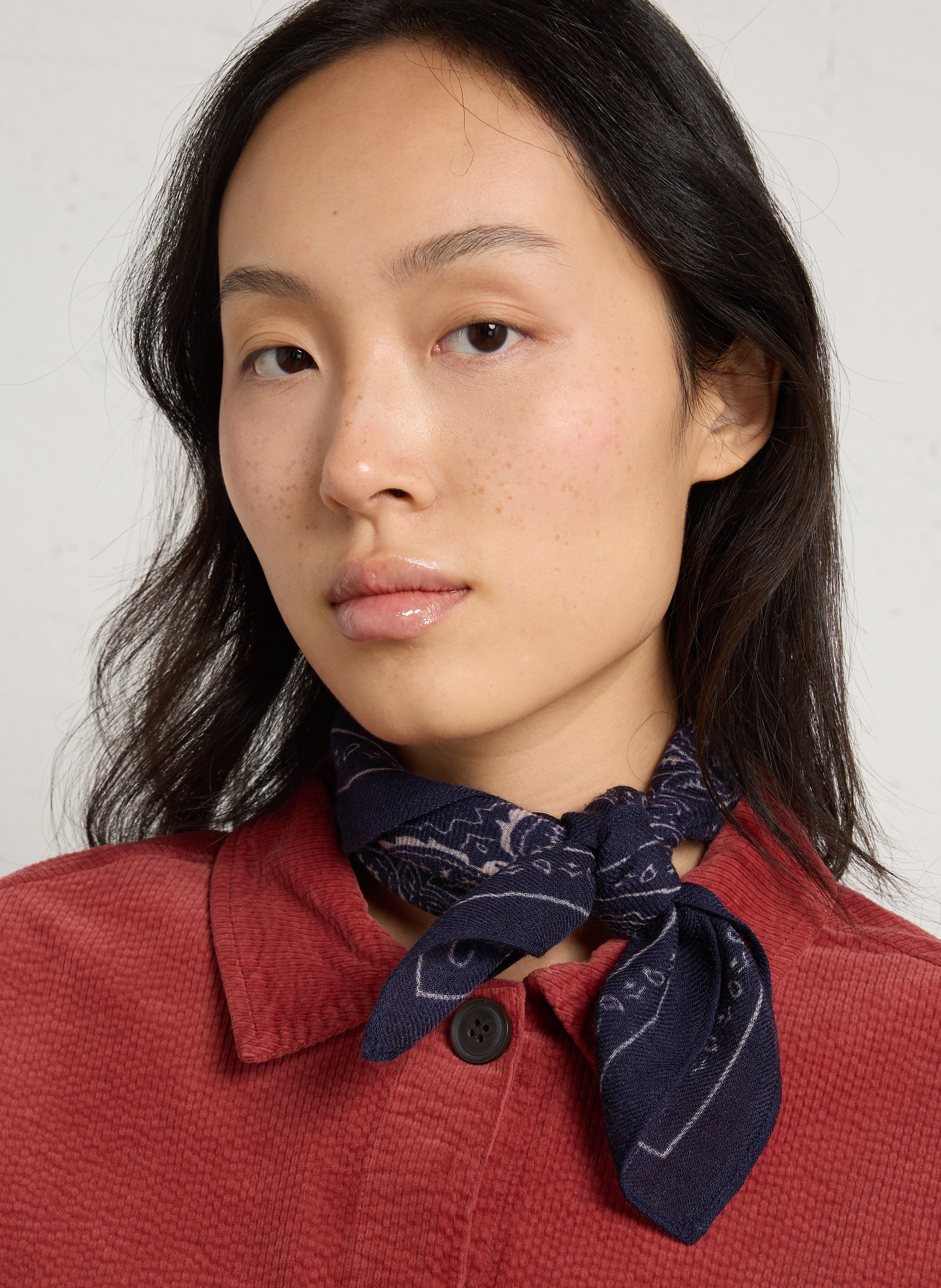 Foulard carré imprimé en laine ARMOR-LUX Bleu