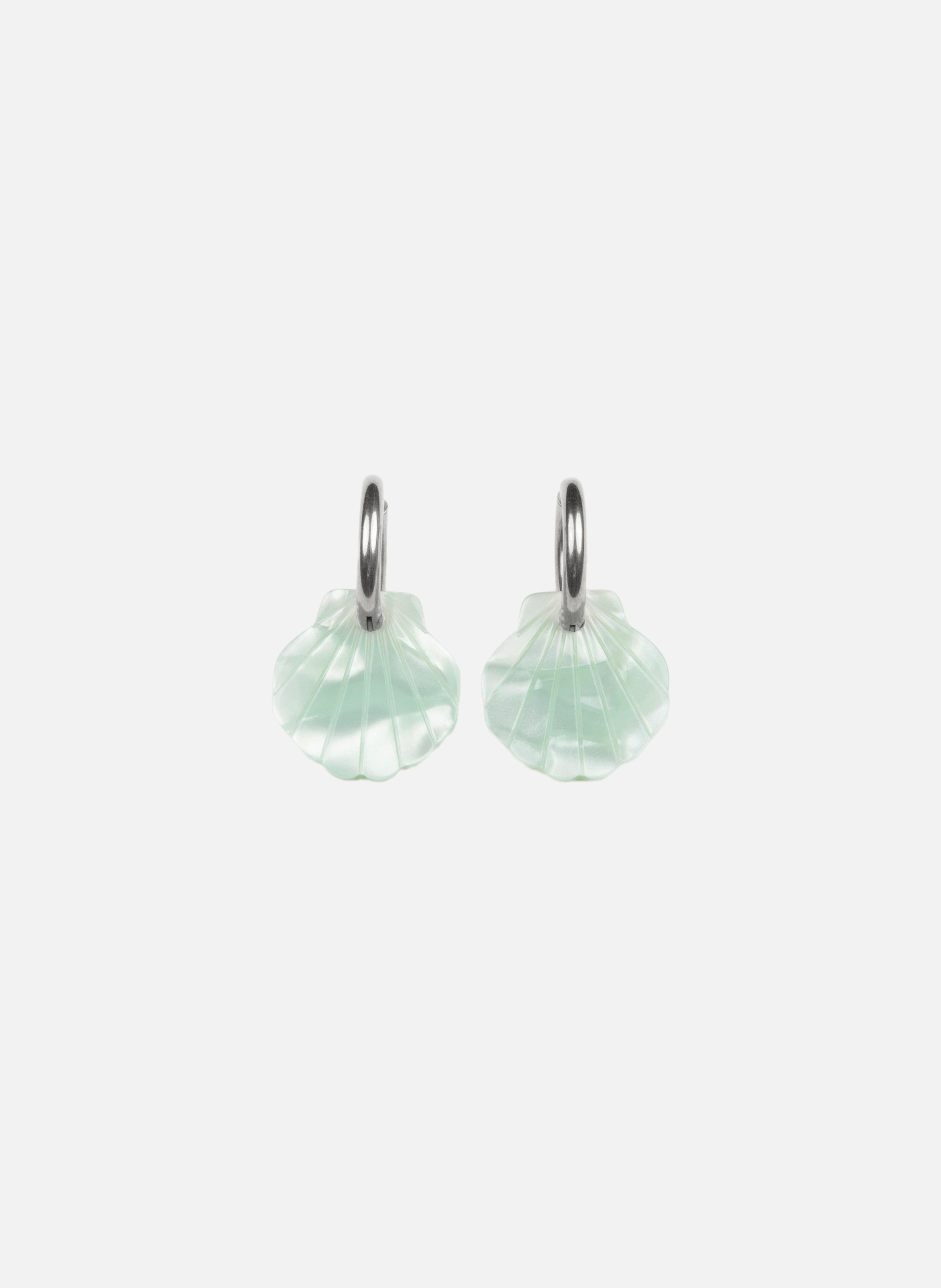 Boucles d'oreilles baby mermaid avec anneaux en acier inoxydable argenté  Turquoise